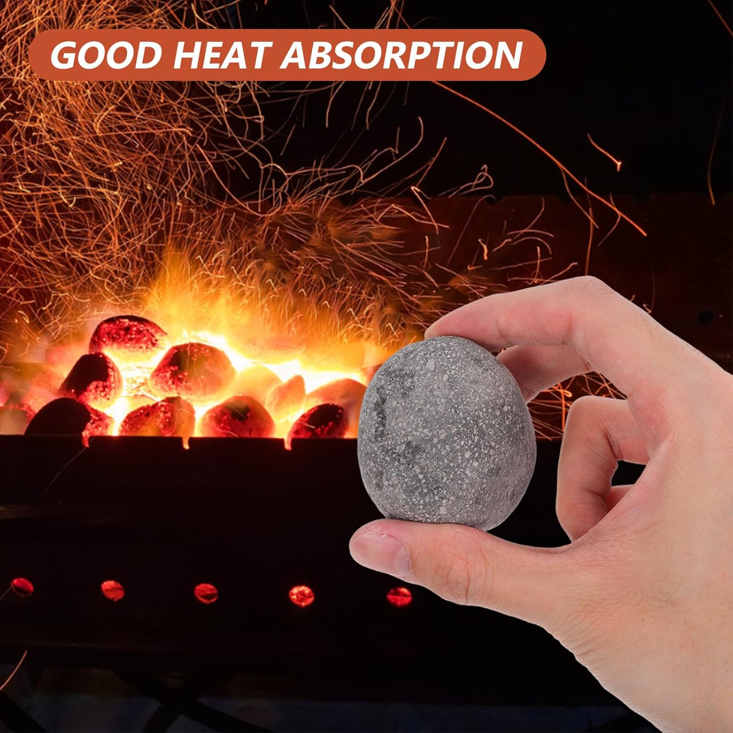 CHILDWEET Natural Volcanic Lava Rocks for Fire Pit 1Kg Pack 3-5Cm Reusable Fire Stones for Gas Grill Outdoor Fireplace and Patio Decoration