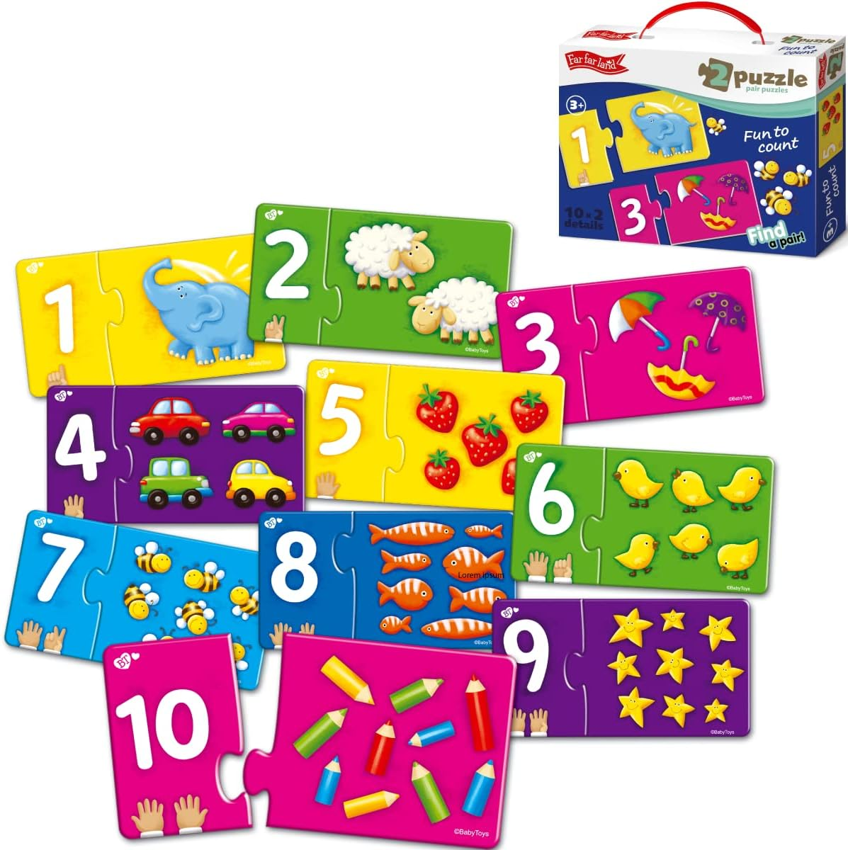Jigsaw Puzzles for Kids 10 in 1 Double Puzzle Fun to Count Early Educational Toys, Montessori Puzzle for Baby Age 2 3 4 Years Olds + Gift Birthday All Occasions image number 6