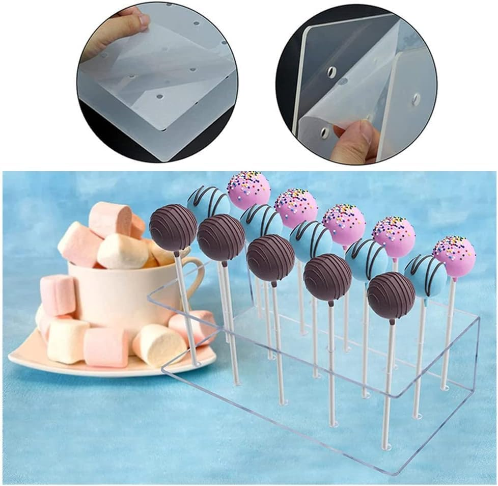 2 Pcs Cake Pop Holder,20Holes Clear Cake Pop Stands Dessert Table Display Set, for Wedding Baby Shower Birthday Partypractical and Fashion Christmas Deco image number 2
