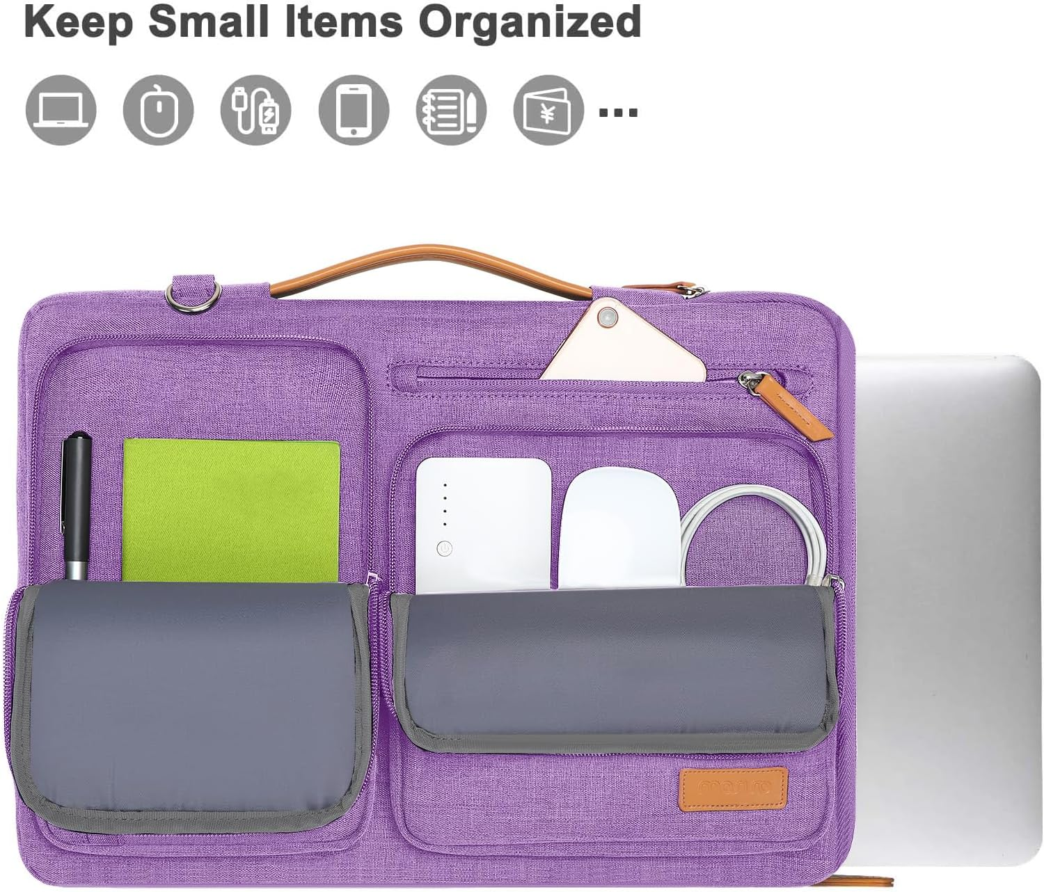 MOSISO 360 Protective Laptop Shoulder Bag, Computer Bag, Side Open Messenger with 4 Zipper Pockets&Handle image number 4