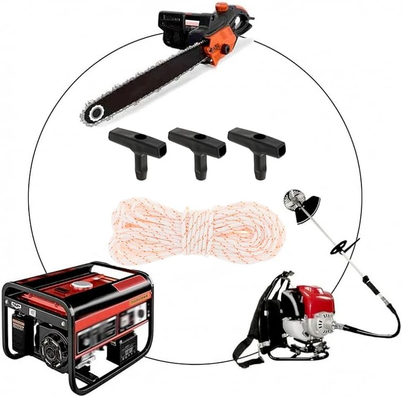 Windance 3Pcs Starter Handle 10-Meter 3.0Mm Recoil Starter Rope Pull Cord for Lawn Mower Chainsaw Trimmer Edger Brush Cutter Engine Parts image number 4