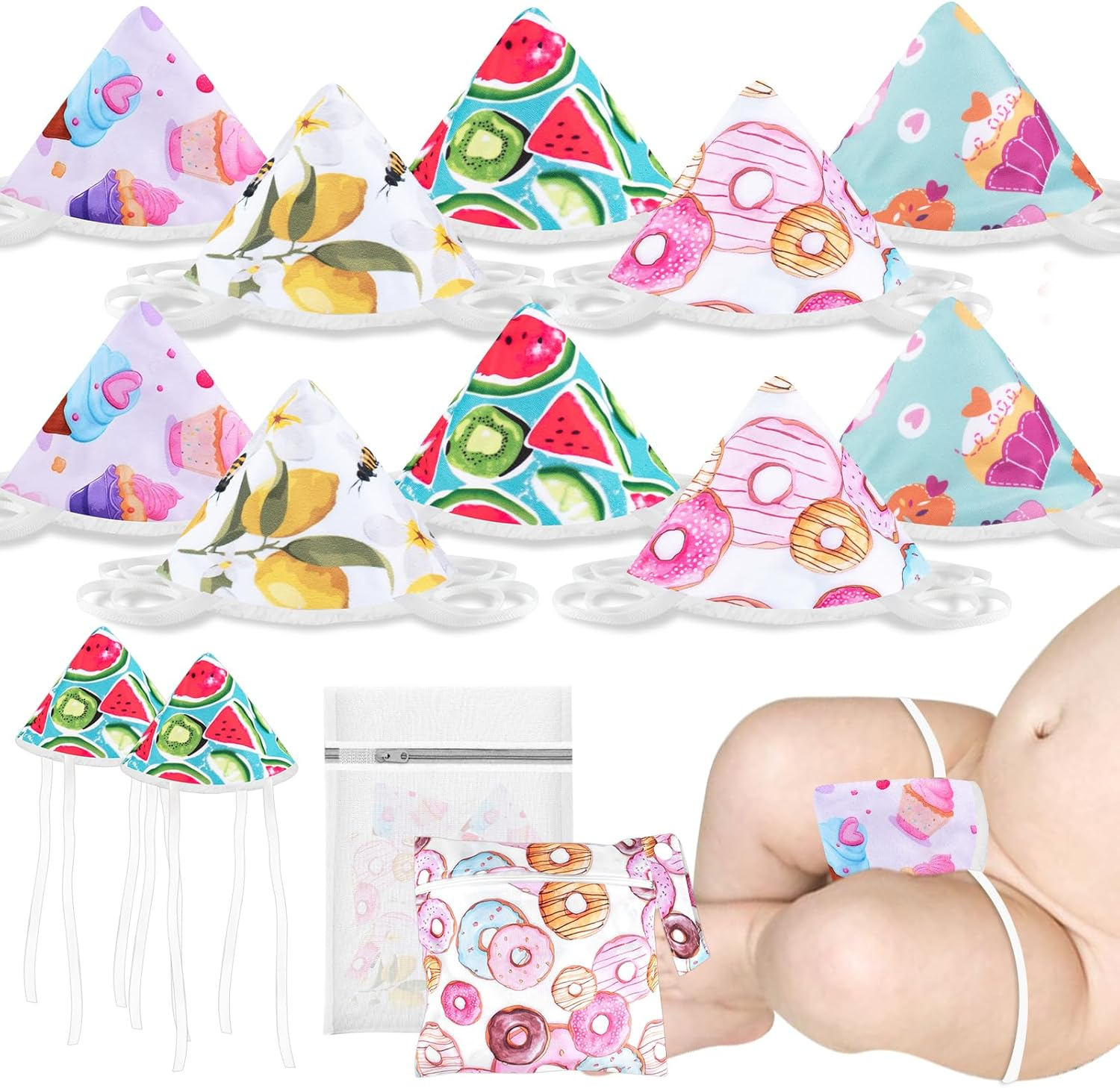 10 Pcs Peepeeteepe Baby Boy with 4 Straps, Pee Peep Teepee Baby Boy with Storage Bag & Laundry Bag, Strong Water Absorption Pee Covers for Baby Boy Newborn image number 2