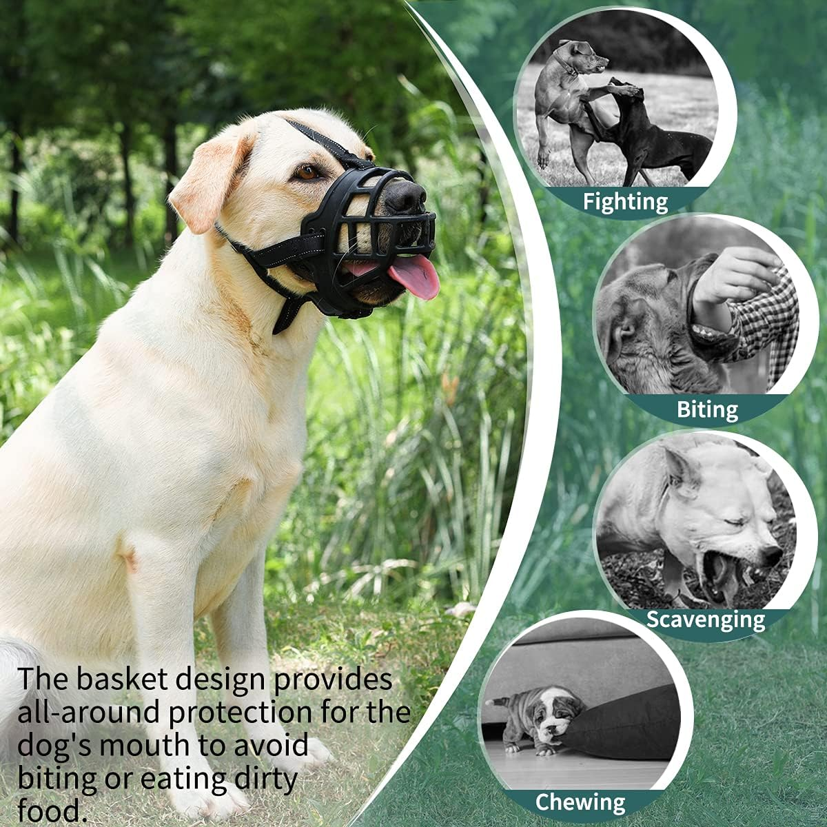 BARKLESS Dog Muzzle, Silicone Basket Muzzle for Small Medium Large Dogs, Soft Cage Muzzle Prevent Biting Chewing, Allow Drinking Panting, Suitable for German Shepherd image number 4