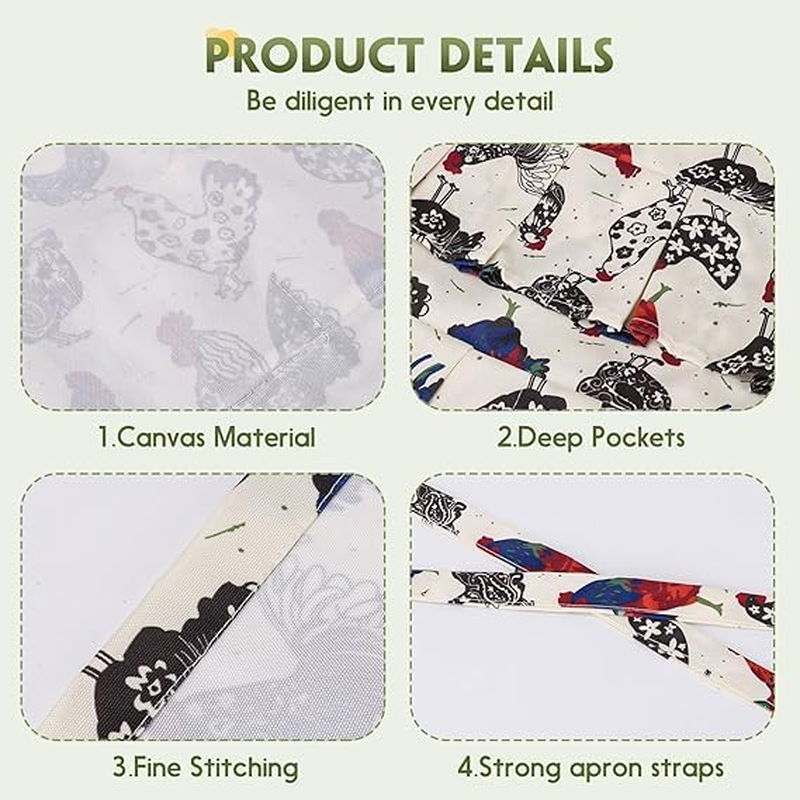 Durable Egg Gathering Apron 12 Deep Pockets Canvas Fabric for Duck Goose Quail Dove Eggs Holder Easter Egg Collecting Apron Chicken Coop Tool Hen Rooster Print image number 3