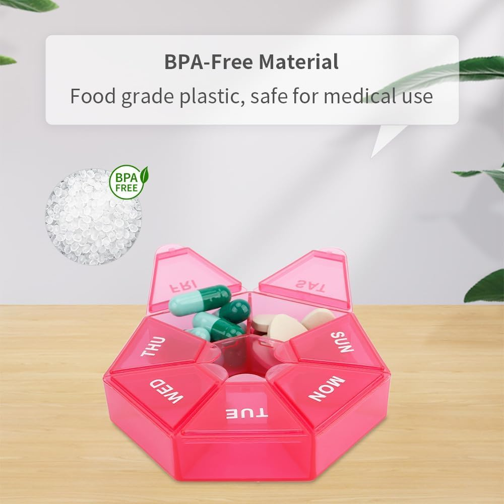 Pill Organizer Small 2 Pack Pill Box Small Pill Case Medicine Pill Organizer 1 Time a Day Weekly Pill Organizer Pill Container Pill Holder Daily Pill Organizer Travel Pill Organizer 7 Day Red image number 6