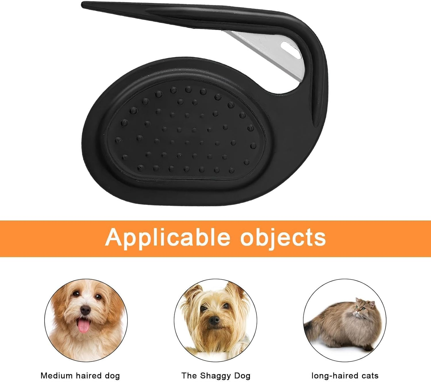 Pet Dematting Comb, Professional Dog Matting Tool, Hair Dematting Tool, Open Knot Comb, Comb Hair Cutter Puppy Kitten Hair Furr Shedding Grooming Trimmer Comb Brush - Black image number 5