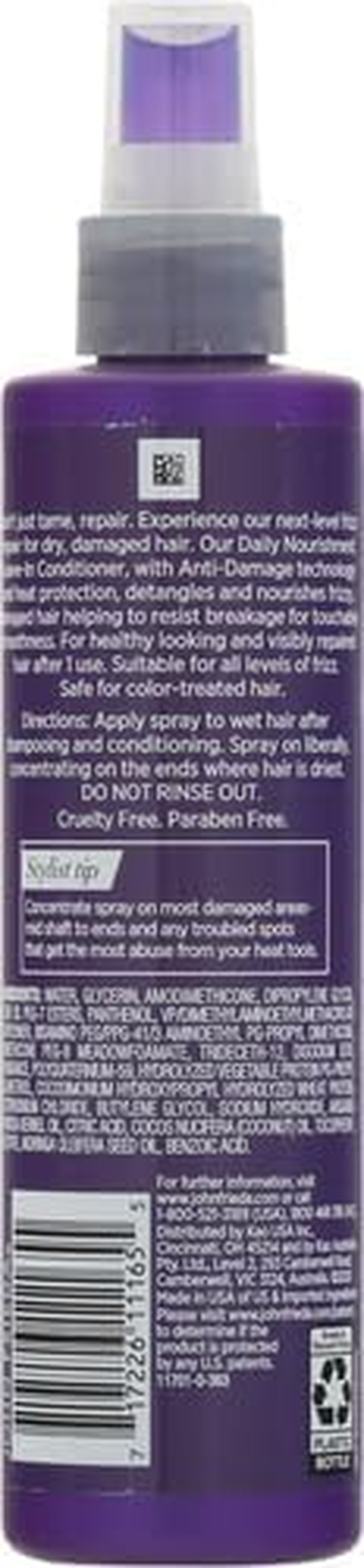 John Frieda Frizz Ease Daily Nourishment Conditioner for Frizz-Prone Hair with Vitamin A, C, and E, Black/Anthracite/Orange, 236 Ml (Pack of 2) image number 5