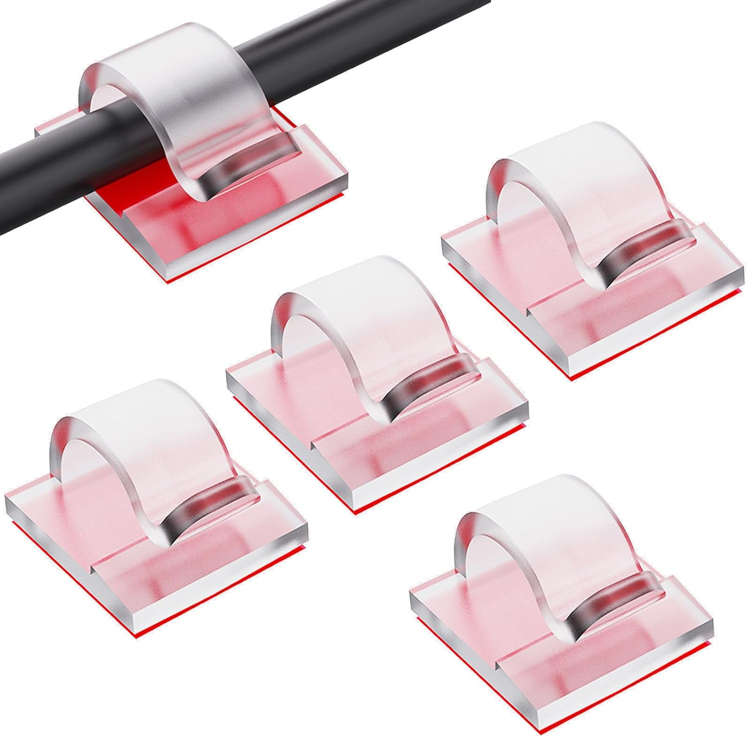 100 Pcs Adhesive Cable Clips, Cable Management for Walls, under Tables, Christmas Lights, Cars, Dash Cams, Ethernet, Electronics(Black)