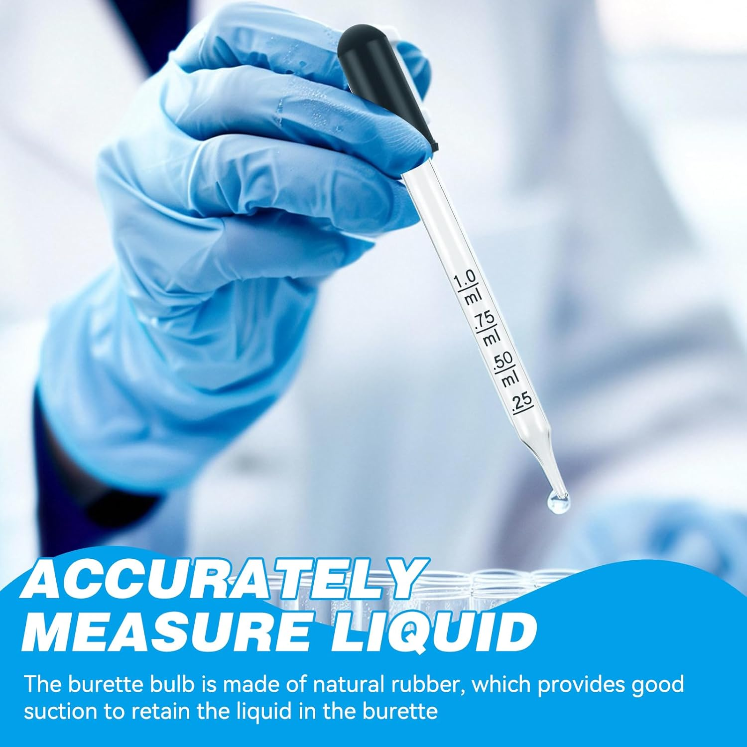 10 Pack Glass Droppers Set, 1Ml Pipettes with Natural Rubber Bulbs, Straight & Elbow Tip Calibrated Droppers for Essential Oils Science Labs Skincare Formulating image number 2