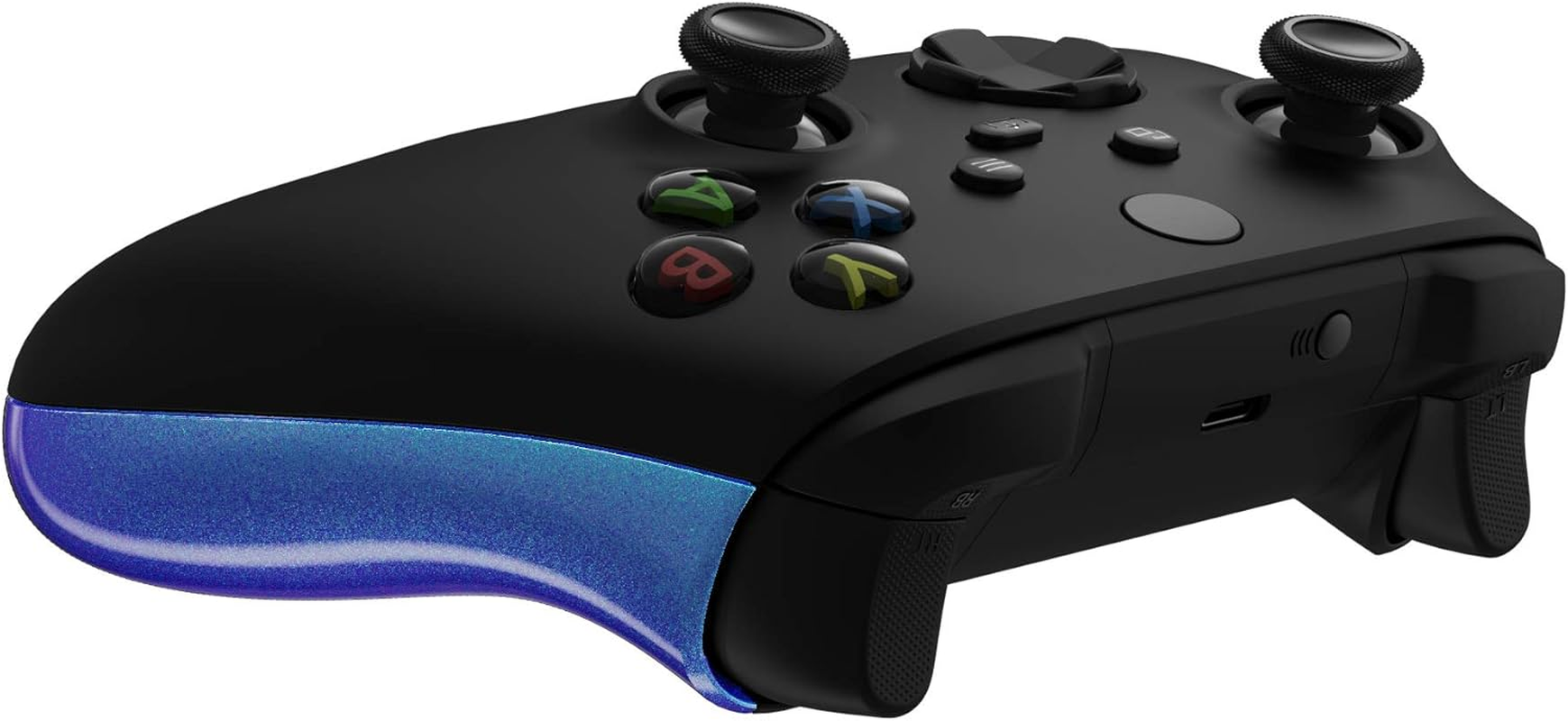 Extremerate Chameleon Purple Blue Back Panels, Comfortable Non-Slip Side Rails Handles, Game Improvement Replacement Parts for Xbox Series X/S Controller - Controller NOT Included - Chrome Silver image number 6