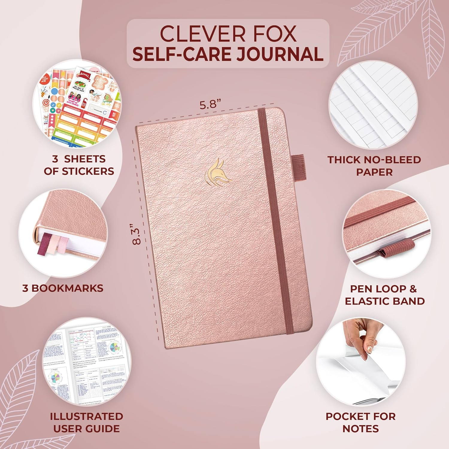 Clever Fox Self-Care Journal &ndash; Wellness & Daily Reflection Notebook &ndash; Mental Health & Personal Development Journal &ndash; Self Care Planner, Meditation & Mood Journal for Women & Men &ndash; A5 Size (Rose Gold) image number 5