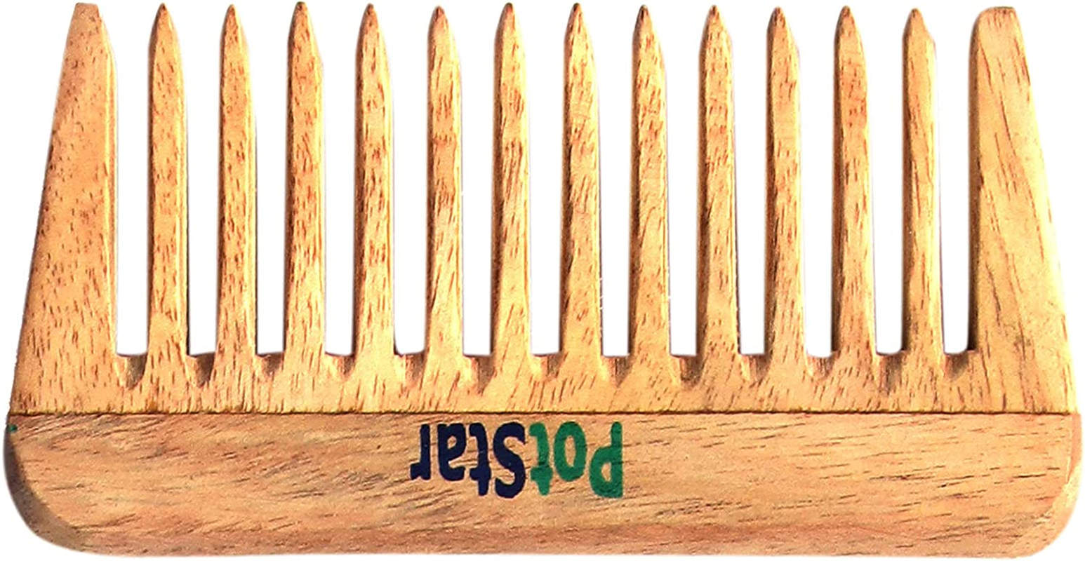 Potstar Hair Comb for All Hair Type, Handcrafted Wood Comb for Detangling Hair Comb for Thick, Curly and Wavy Hair, Non-Static and Eco-Friendly Made in India, N-Prince image number 2