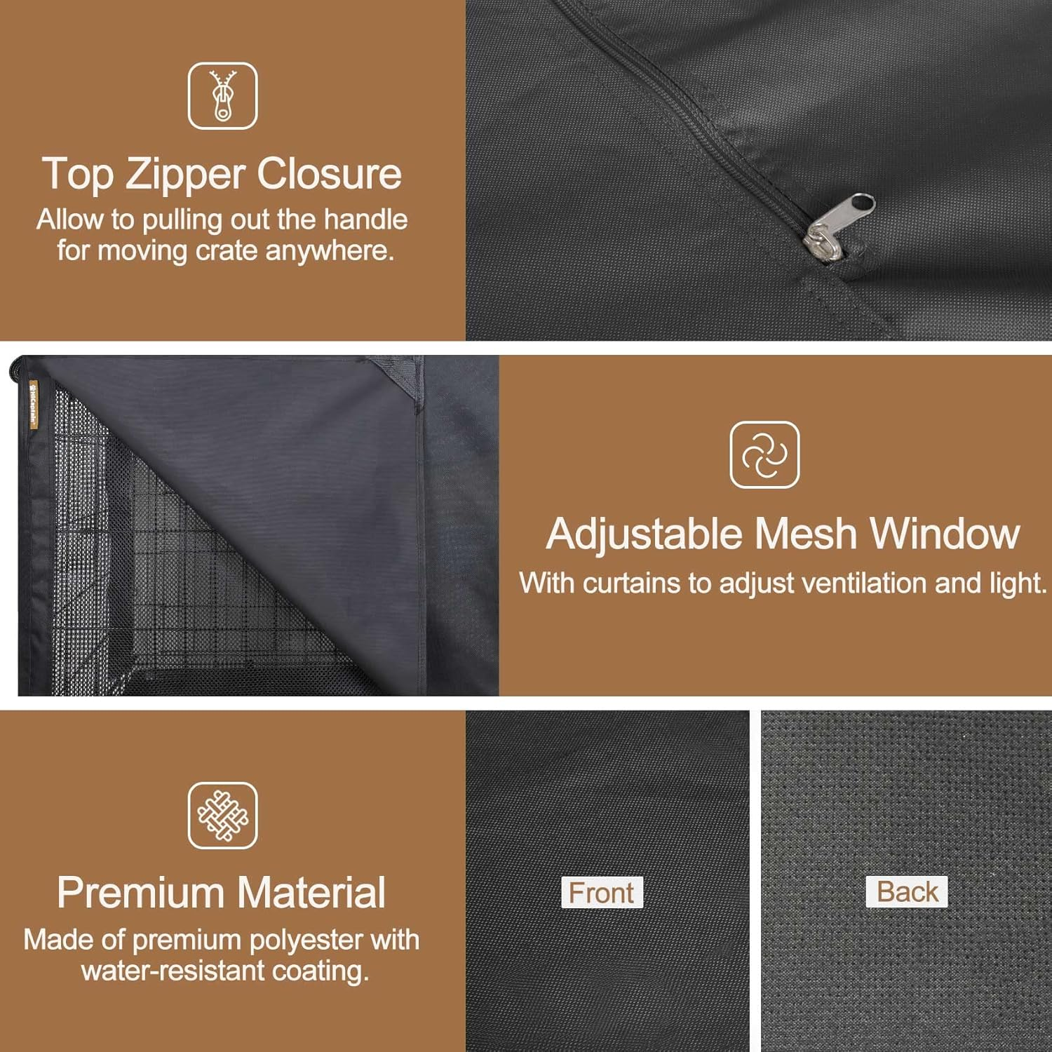 Hicaptain Folding Metal Dog Crate for 36 Inch Wire Pet Cage (Black)