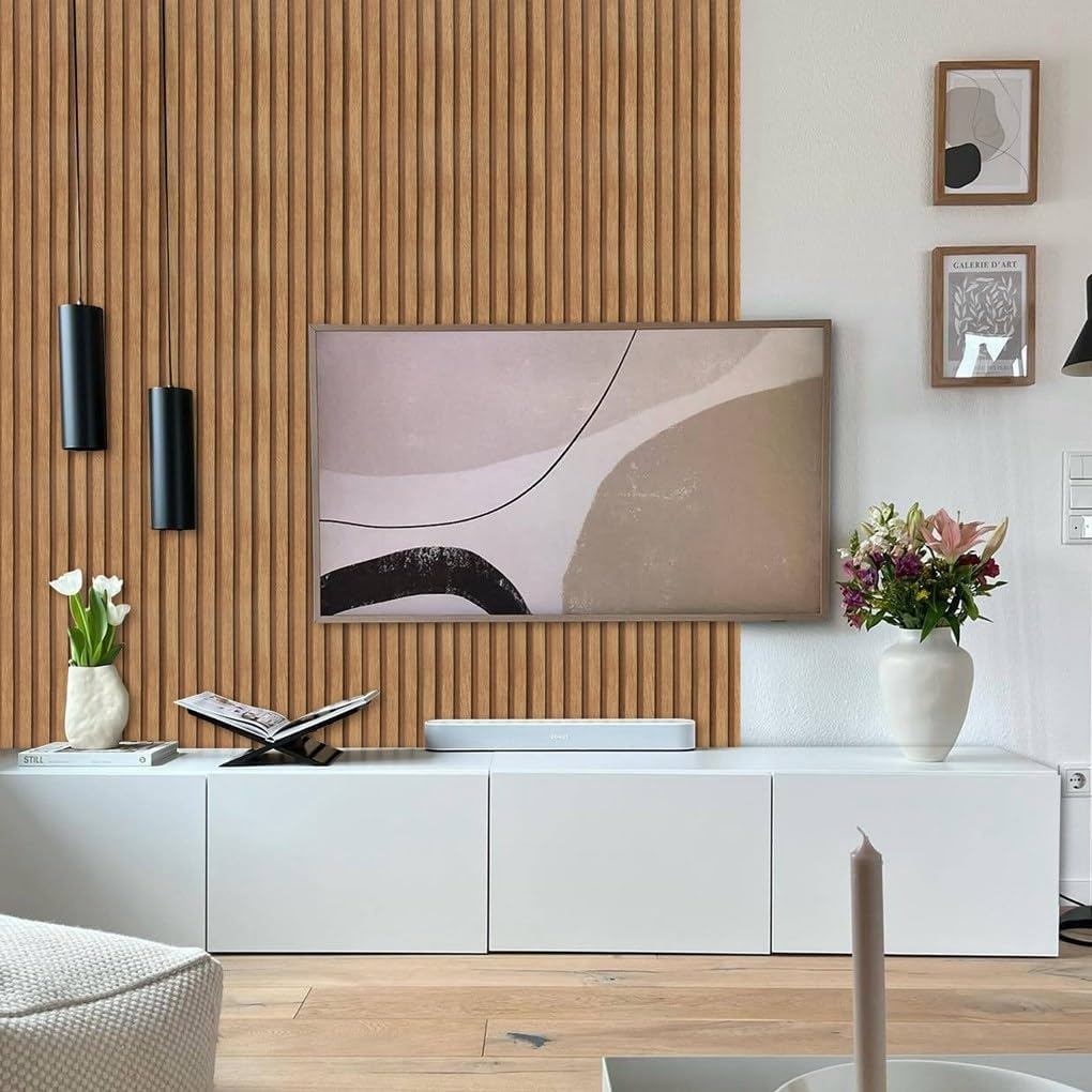 Arthome 43.5X305Cm Light Brown Stripe Wallpaper Self-Adhesive Removable Peel and Stick Wallpaper Vinyl Decorative Grain Paper Slats Easy to Clean image number 4