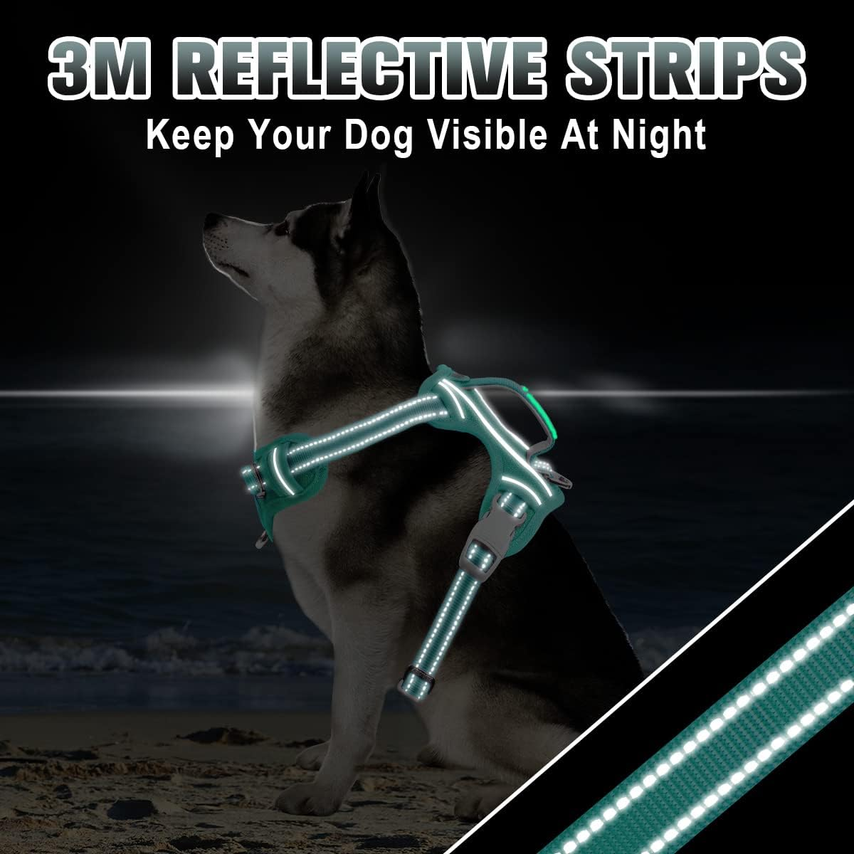 BARKBAY No Pull Dog Harness Large Step in Reflective Dog Harness with Front Clip and Easy Control Handle for Walking Training Running with ID Tag Pocket image number 2