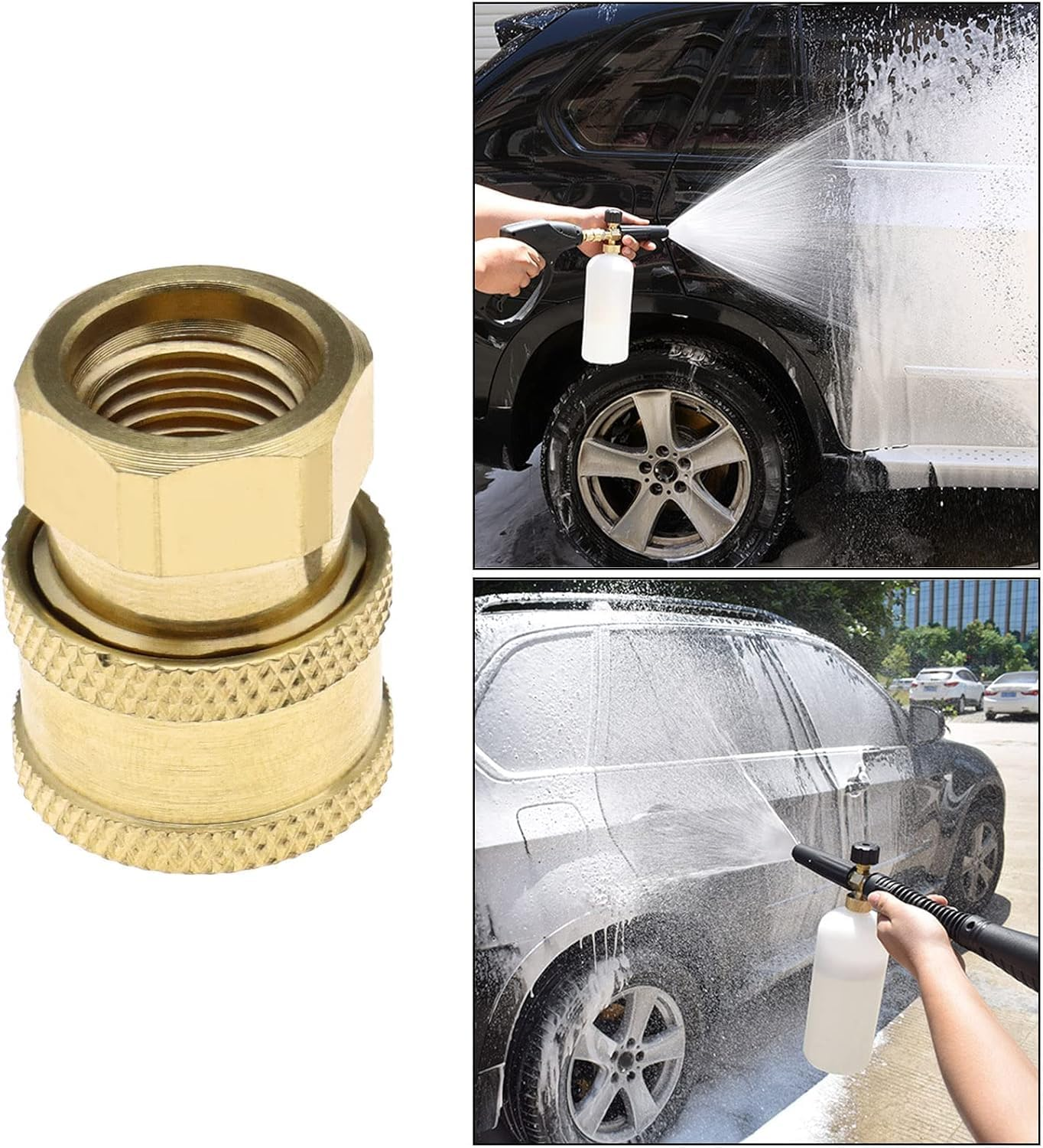 Limcryspp High-Pressure Cleaning Machine Nozzle Connector, M14 Thread, 1/4 Quick Connector, Internal Thread Connector and External Thread Brass Quick Connector image number 6