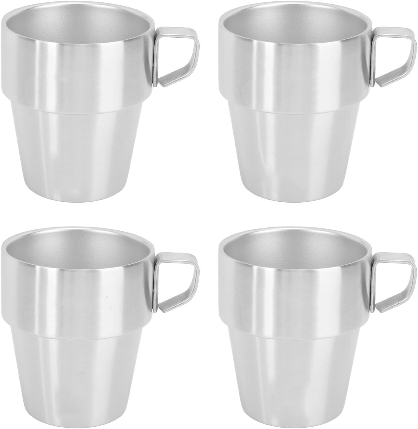 300Ml Stackable Coffee Cups Set, Stainless Steel Double Layer Insulated Mugs for Fruitjuice Iced Coffee, Lightweight and Portable for Outdoor Activities, Picnics, Camping, And image number 5