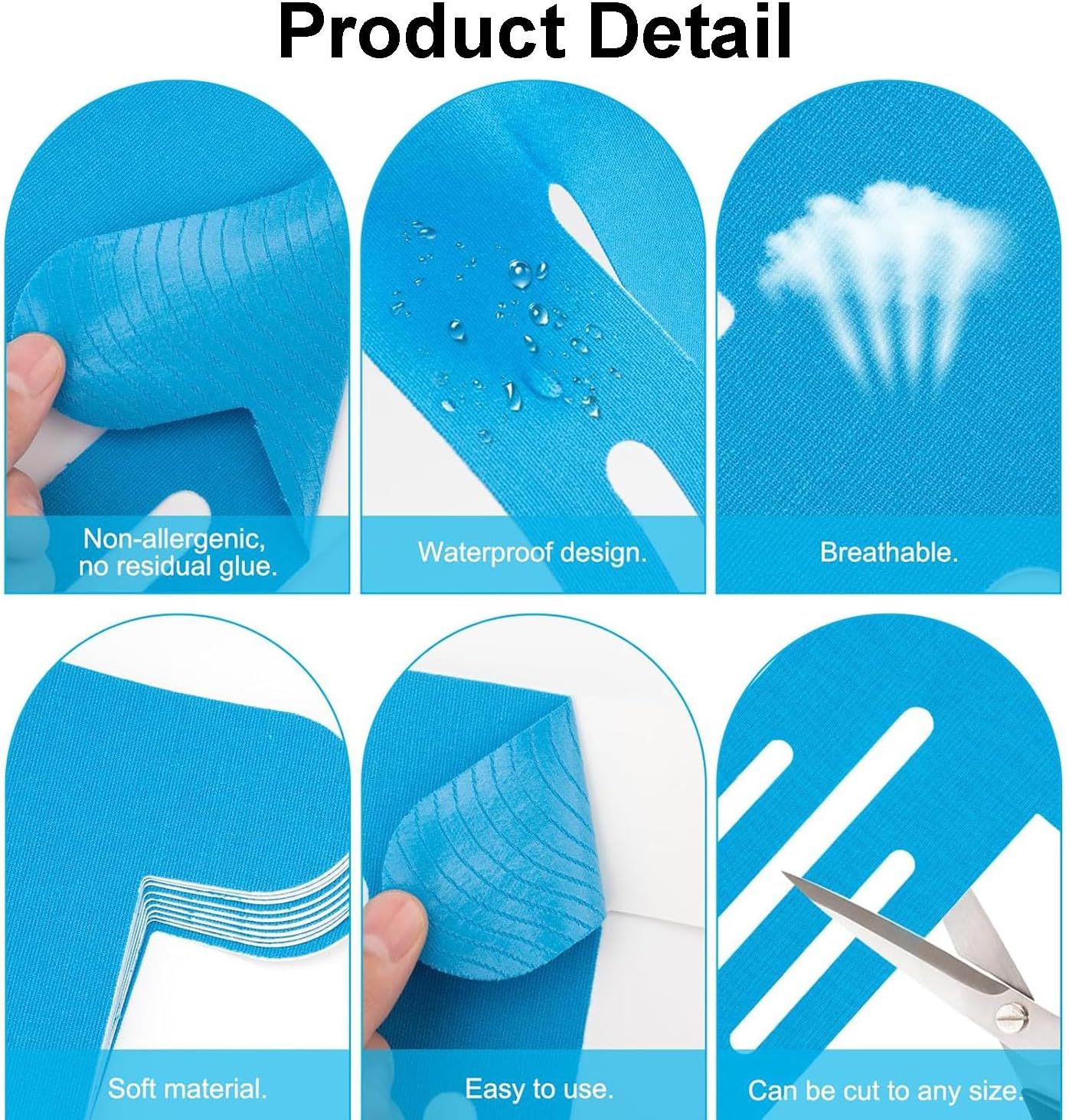 OWNKING 20 Pcs Upgraded Precut Kinesiology Tape for Knees, Elastic Sports Tape, Waterproof & Relief Athletic Tape for Knee Support & Stability, Breathable, Hypoallergenic, Extra Sticky, 25X22Cm image number 4