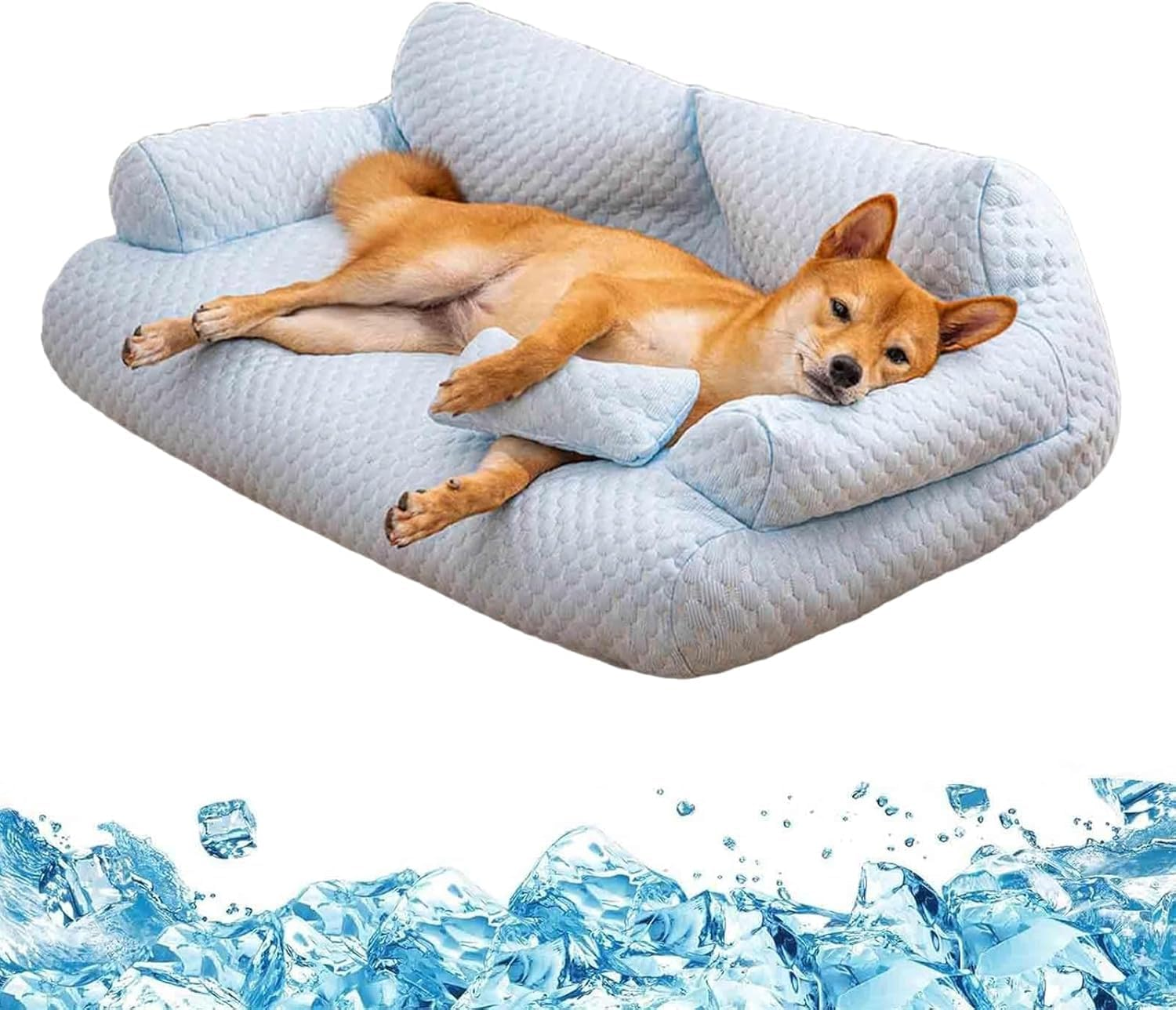 Cooling Pet Bed, Dog Cat Beds for Indoor, Summer Cooling Pet Sofa Bed, Washable Medium Pet Bed for Puppy and Small to Large Kitten with Anti-Slip Bottom, Fits up to 65Lbs Pets image number 2