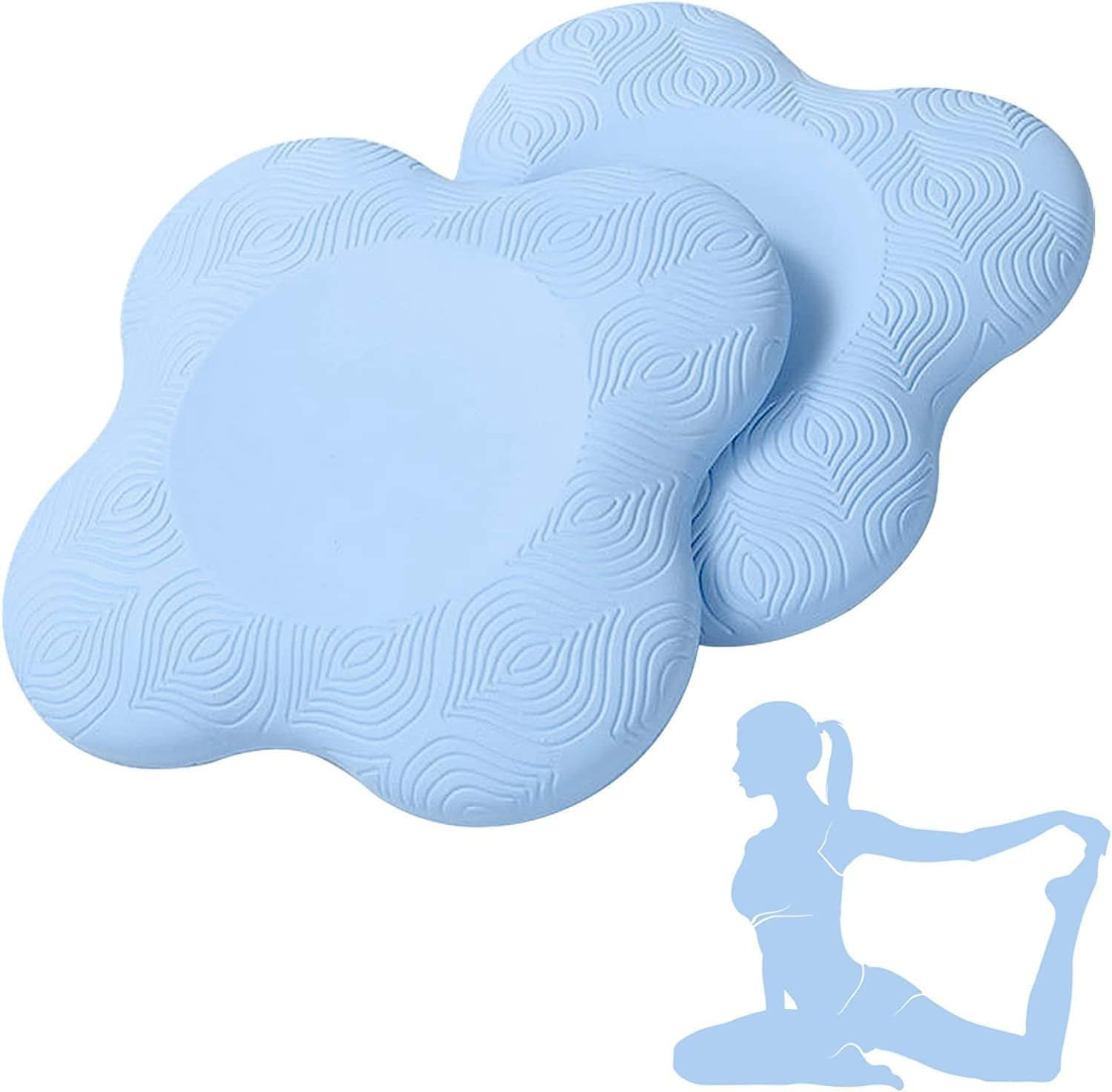 Yoga Knee Pad Cushion, Extra Thick Foam Support, Blue, 2-Pack image number 4