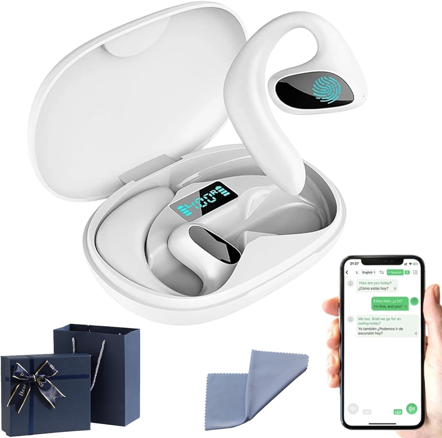 Meacode AI Translation Earbuds, Bluetooth Translation Earbuds Real Time with 156 Real Time Languages, Noise Canceling for Workout, Learning & Travel (Black)