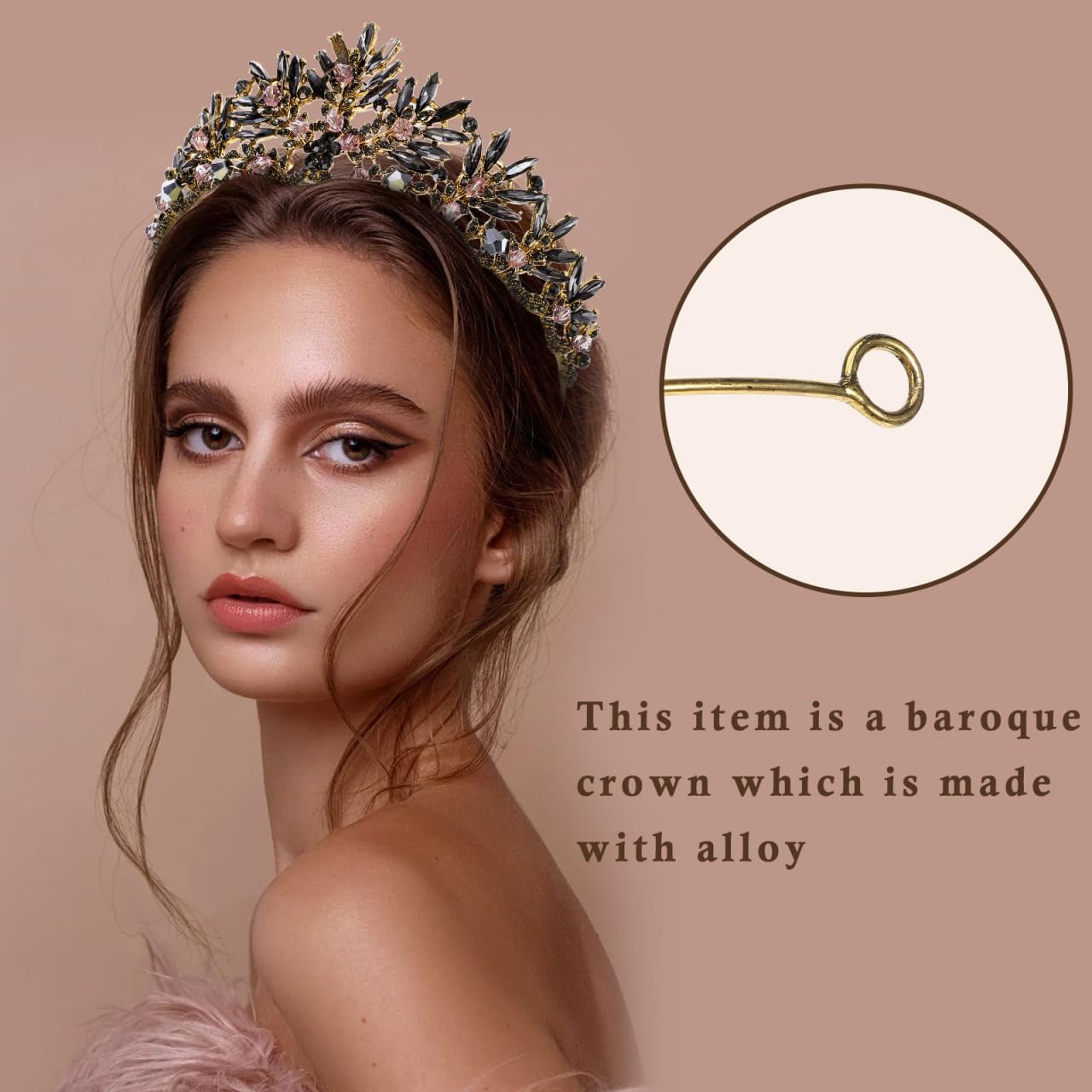 Luxshiny Bridal Hair Shining Baroque Crown for Women - Rhinestone Hair Comb Tiara Headband - Crystal Wedding Crown image number 2