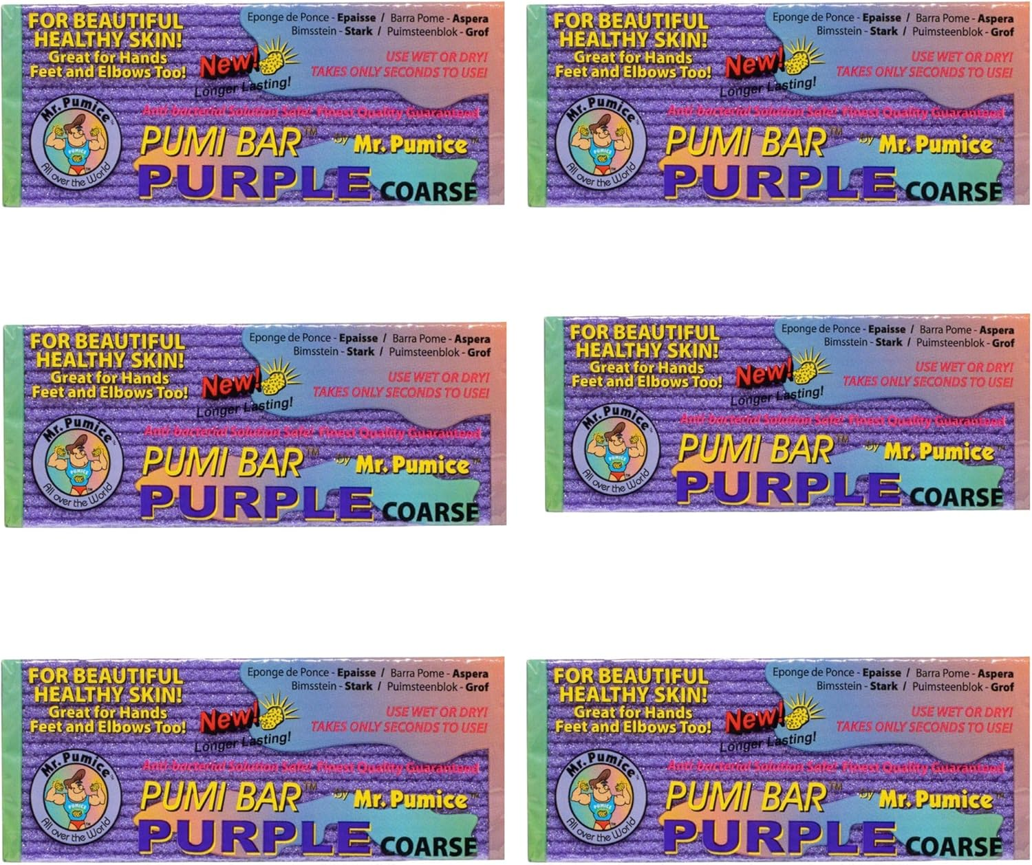Mr. Pumice Mr. Pumice Purple Pumi Bar, Extra-Coarse Callus Remover, Pedicure Stone & Ped File Scrubber for Smooth Feet and Heels, 6 Count image number 2