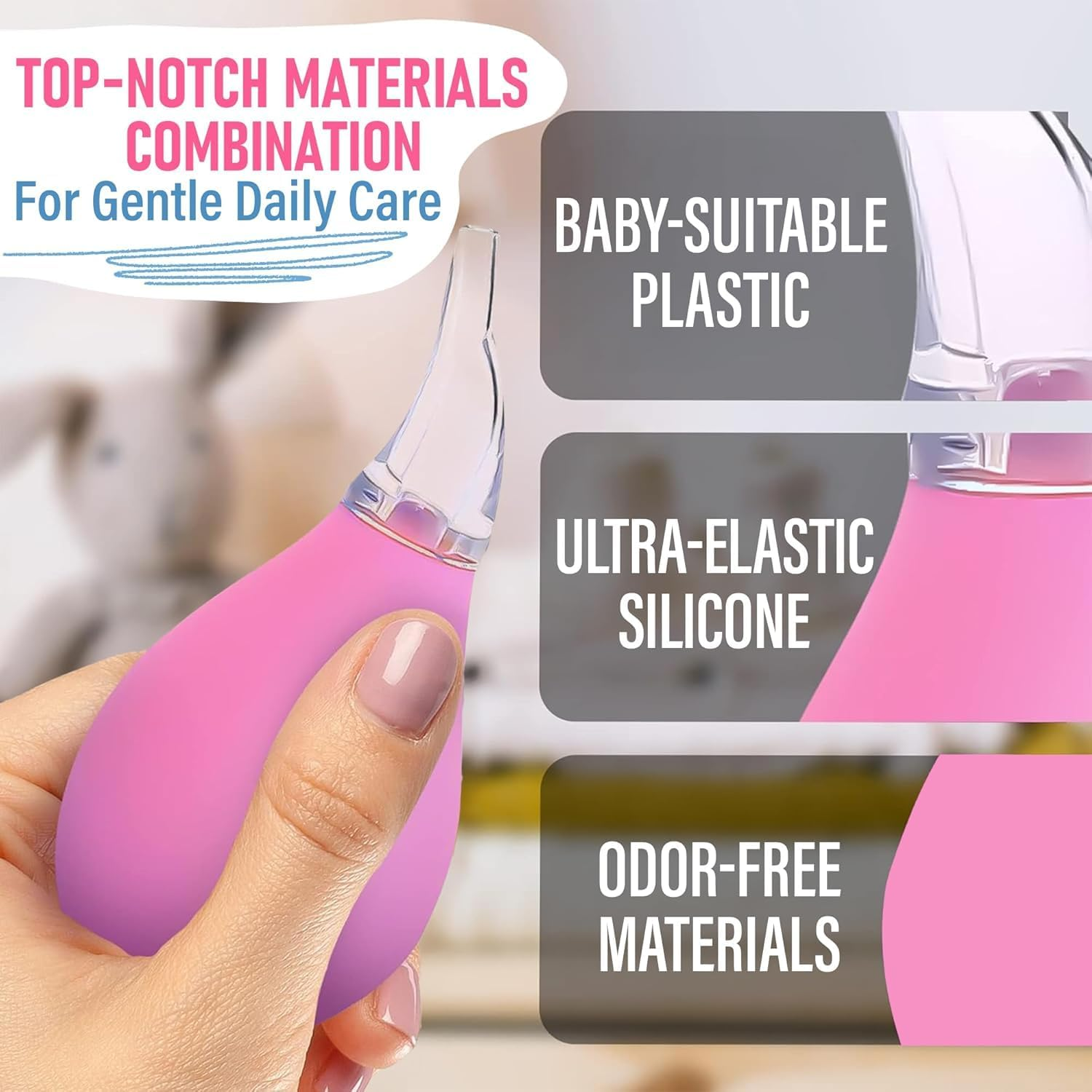 3 Pack Baby Nasal Aspirator and Nose Sucker Set &ndash; High-Quality Rubber Manual Mucus Suction Bulb, Soft Reusable Design for Infant and Toddler Travel, Portable Baby Nose Cleaner by Unron image number 1