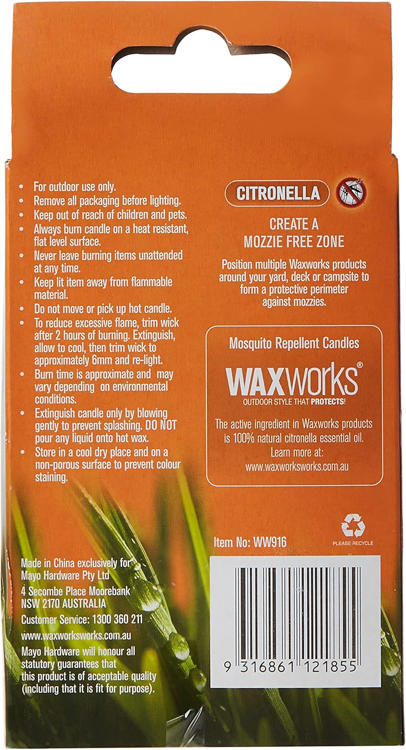 Waxworks 24-Pack Citronella Tealights Natural Mosquito Repellent - up to 3 Hours Burn-Time per Tealight - Outdoor Citronella Candles - Assorted Colours image number 2