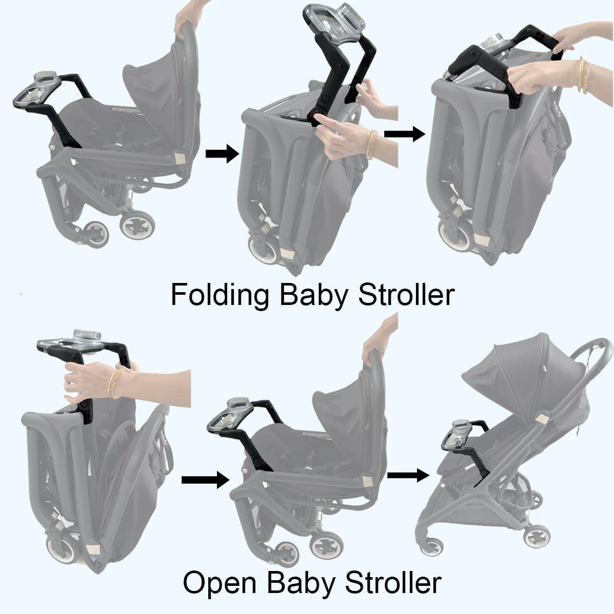 Feliliber Snack Tray Compatible with Bugaboo Butterfly Stroller, Stroller Tray with Removable Cup Holder & Snack Compartment, Quick Install, Easy to Clean, Folds with Stroller image number 5