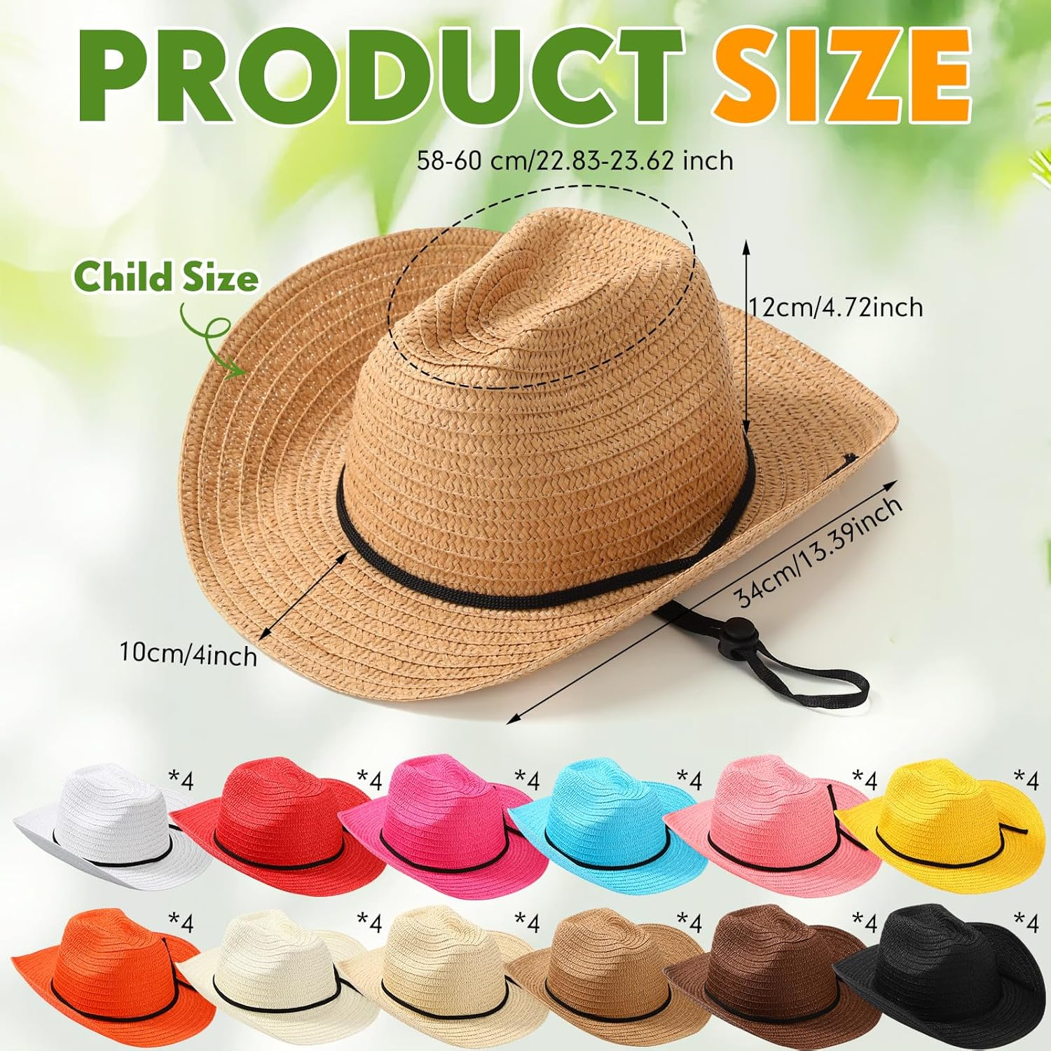 Unittype Adult Cowboy Hat Bulk Western Party Straw Hat Unisex Cowboy Cowgirl Set for Women Men image number 1