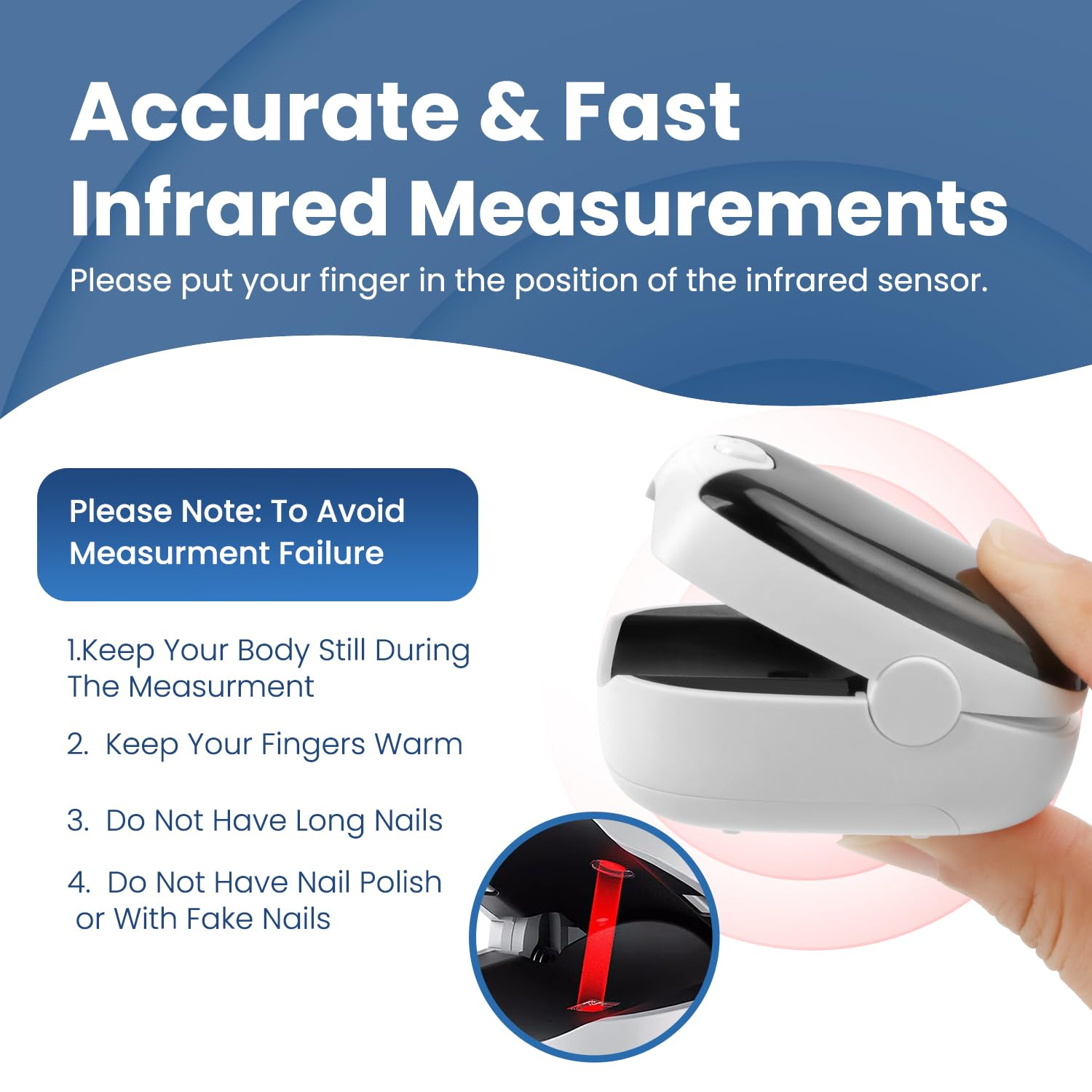 Finger Pulse Oximeter, Necomi Fingertip Pulse Oximeter, with Color LCD Screen, One-Button Operated Blood Oxygen Monitor Pulse Rate Monitor Lanyard (Batteries Not Included) image number 6