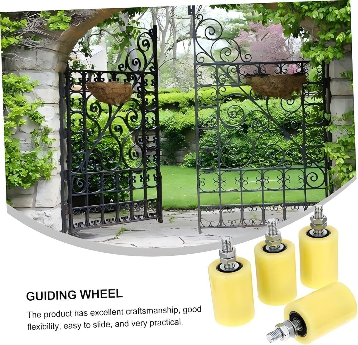 Slide Gate Guide Rollers Adjustable Sliding Gate Rollers Heavy Duty Sliding Gate Support Wheel Gate Roller Guide Yellow Nylon Gate Rollers 2Pcs image number 3