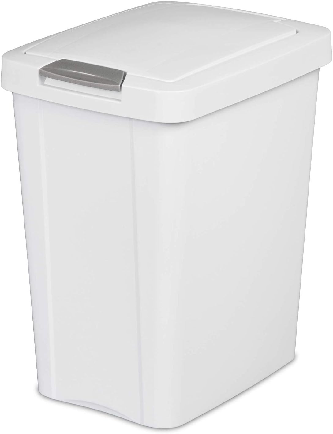 Sterilite 28L Touch-Lid Kitchen Bin | Slim, Space Saving Plastic Waste Basket with Touchtop Lid | Easy Clean Rubbish Bin for Kitchen, Bathroom, Office and Home Use | Polished Surface, White image number 1