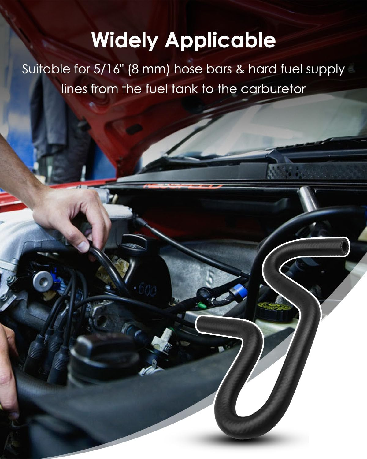 5/16" 8 Mm Mandrel-Formed Molded Rubber Fuel Line Hose Elbow 45 90 135 180 Degree Bend Turn Angle, 5/16 Molded Hose 75 PSI image number 1