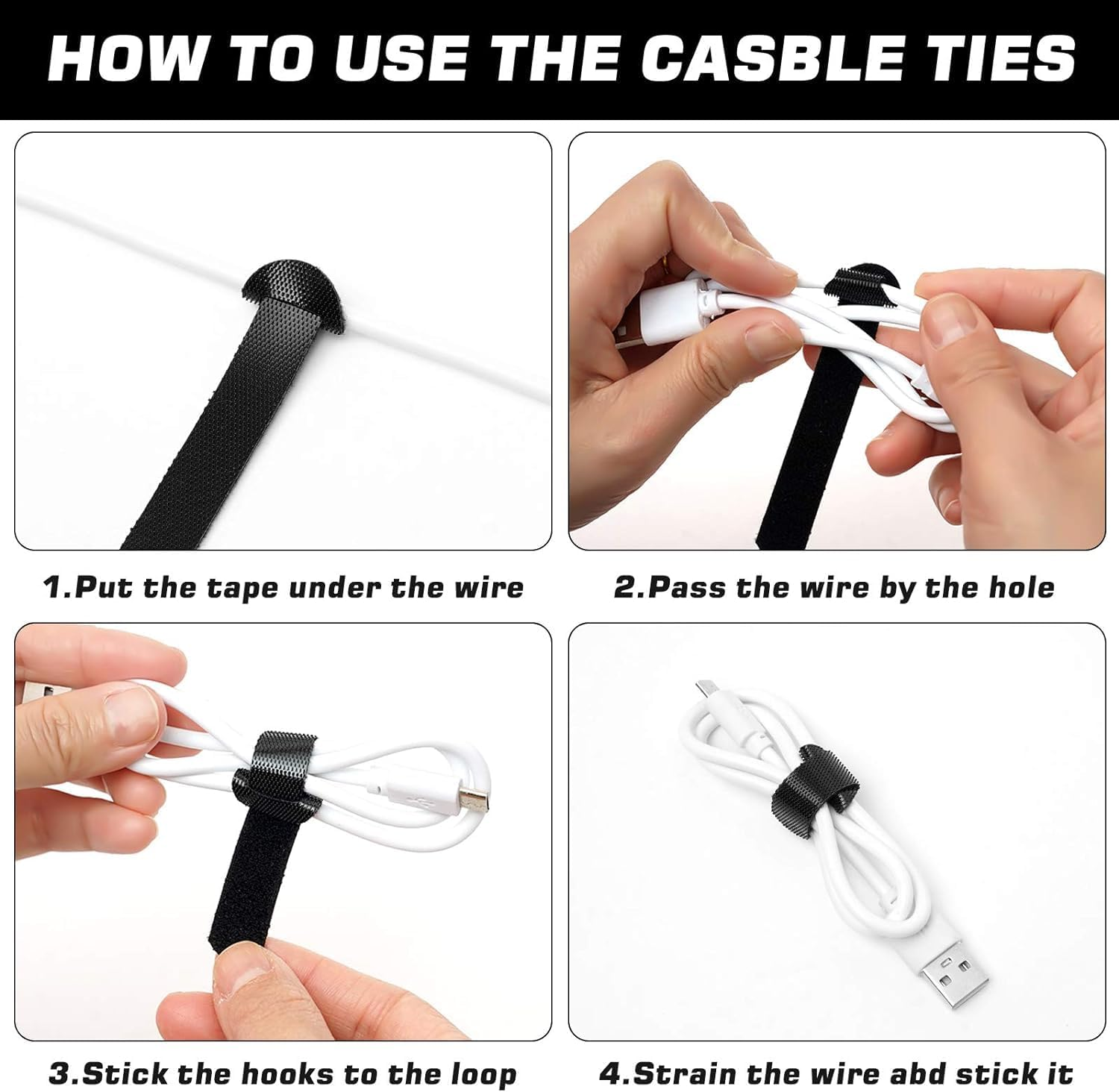 10PCS Fastening Hook and Loop Cable Straps,30Cm Hook and Loop Fastening Cable Strap, Nylon Extend Securing Strap - Adjustable Cinch Strap with Buckle, for Cords Organized and Tidy