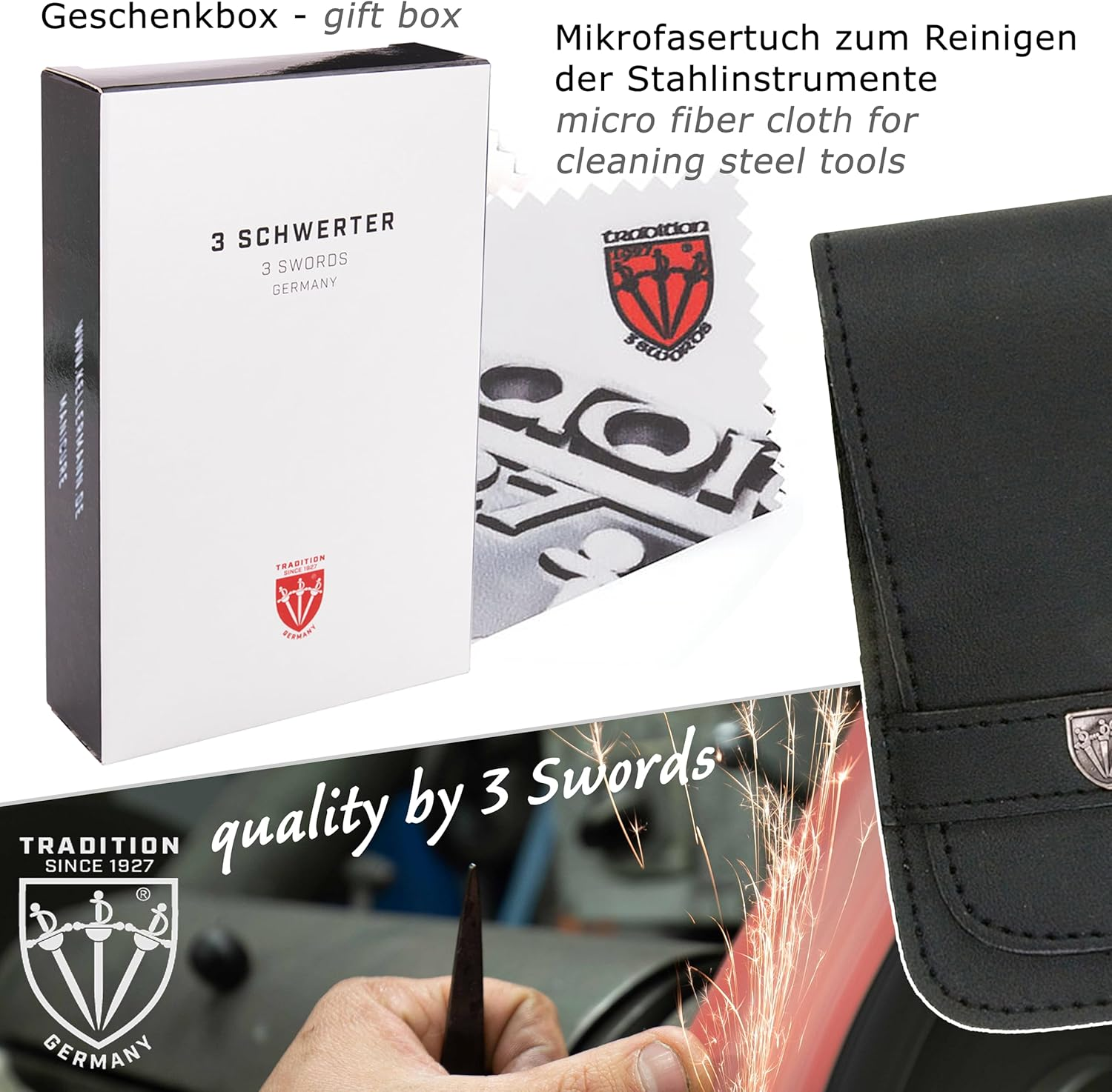 3 Swords Germany - Brand Quality 5 Piece Manicure Pedicure Grooming Kit Set for Professional Finger & Toe Nail Care Scissors Clipper Genuine Leather Case in Gift Box, Made in Solingen Germany (71103) image number 2