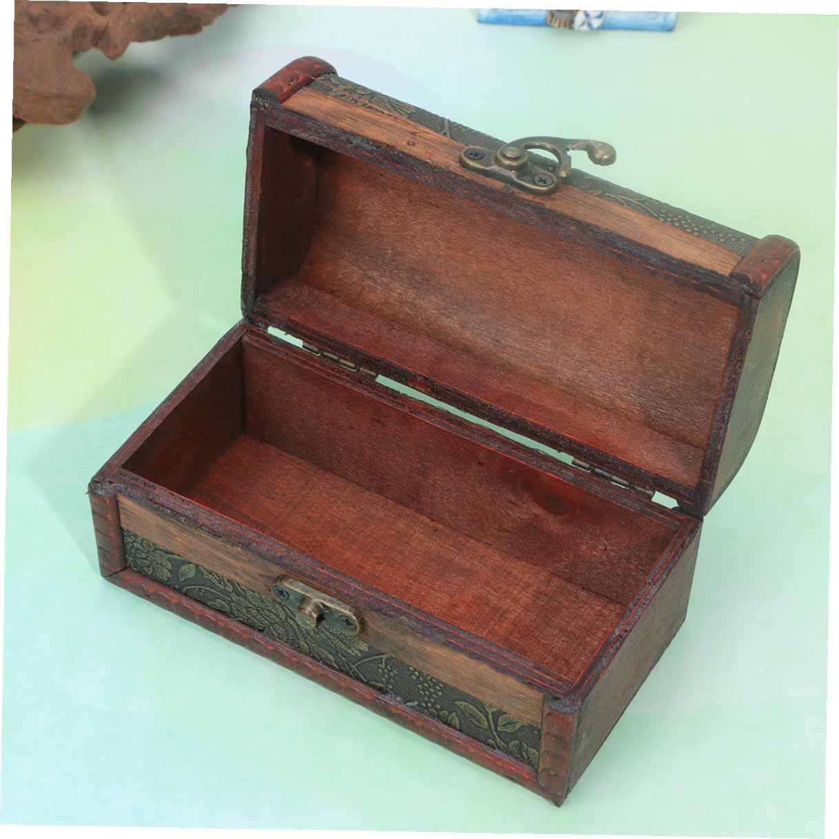 MAGICLULU Vintage Chinese Style Wooden Decorative Storage Box Lock, Small Orange Retro Jewelry and File Organizer for Home and Wedding Use