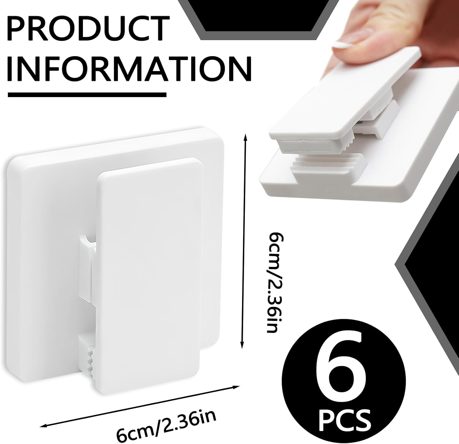 Huakaile 6 Pieces Large Self Adhesive Clips for Hanging Hooks No Drilling, Sticky Clips anti Slip Towel Holder, Removable ABS Adjustable Spring Quilt Wall Hangers for Bathroom Home (White) image number 6