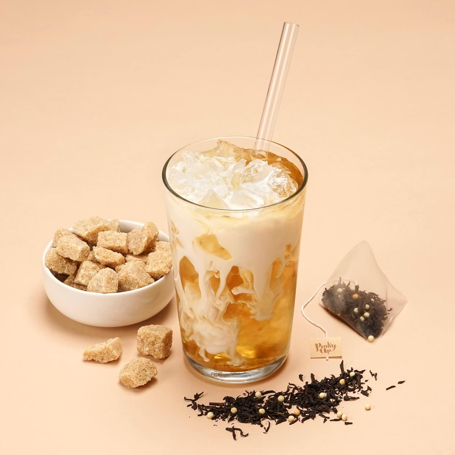 Pinky up Brown Sugar Boba Tea Sachets - Calorie Free Whole Leaf Black Tea Bubble Tea - Boba Gift 12 Biodegradable Tea Bags image number 3