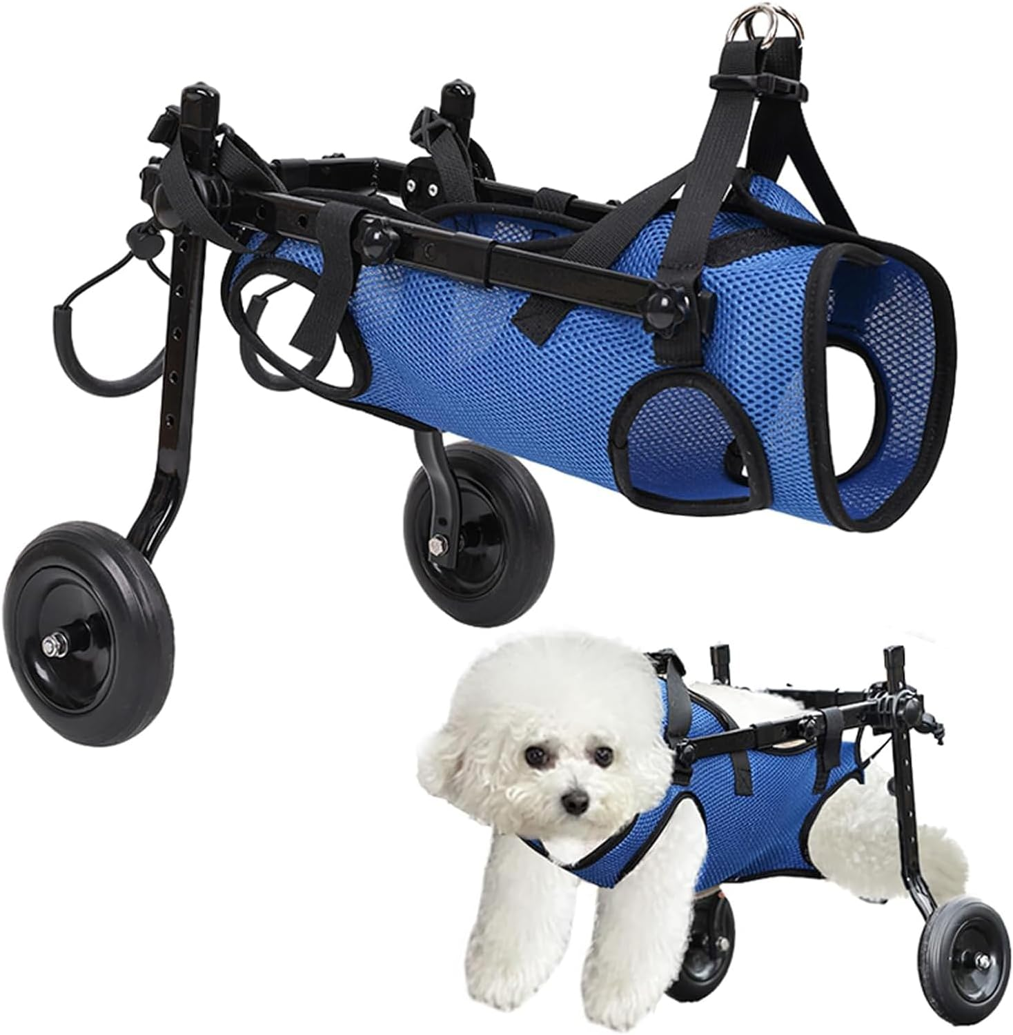 LIODUX Adjustable Dog Wheelchair with 2 Wheels, Wheelchair Small Dogs for Back Legs, Dog Leg Brace and Hip Support for Disabled or Injured Small Dogs, Pet Wheelchairs for Small Dogs Cats Pets (M) image number 1