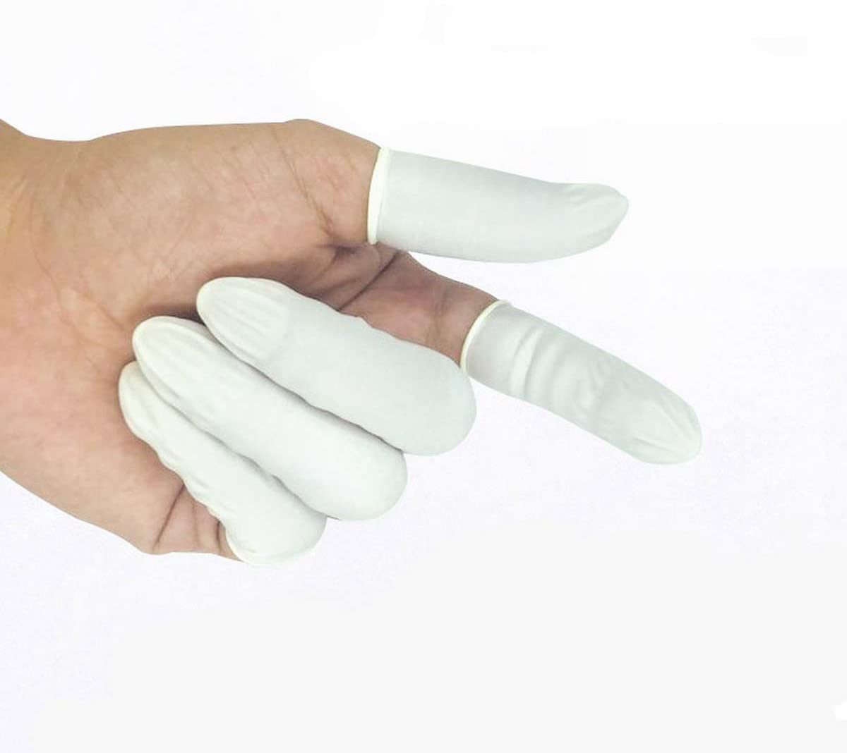 VANANA 100 Pcs Latex Rubber Finger Cap Cot Fingercot Protector Powder Free image number 5