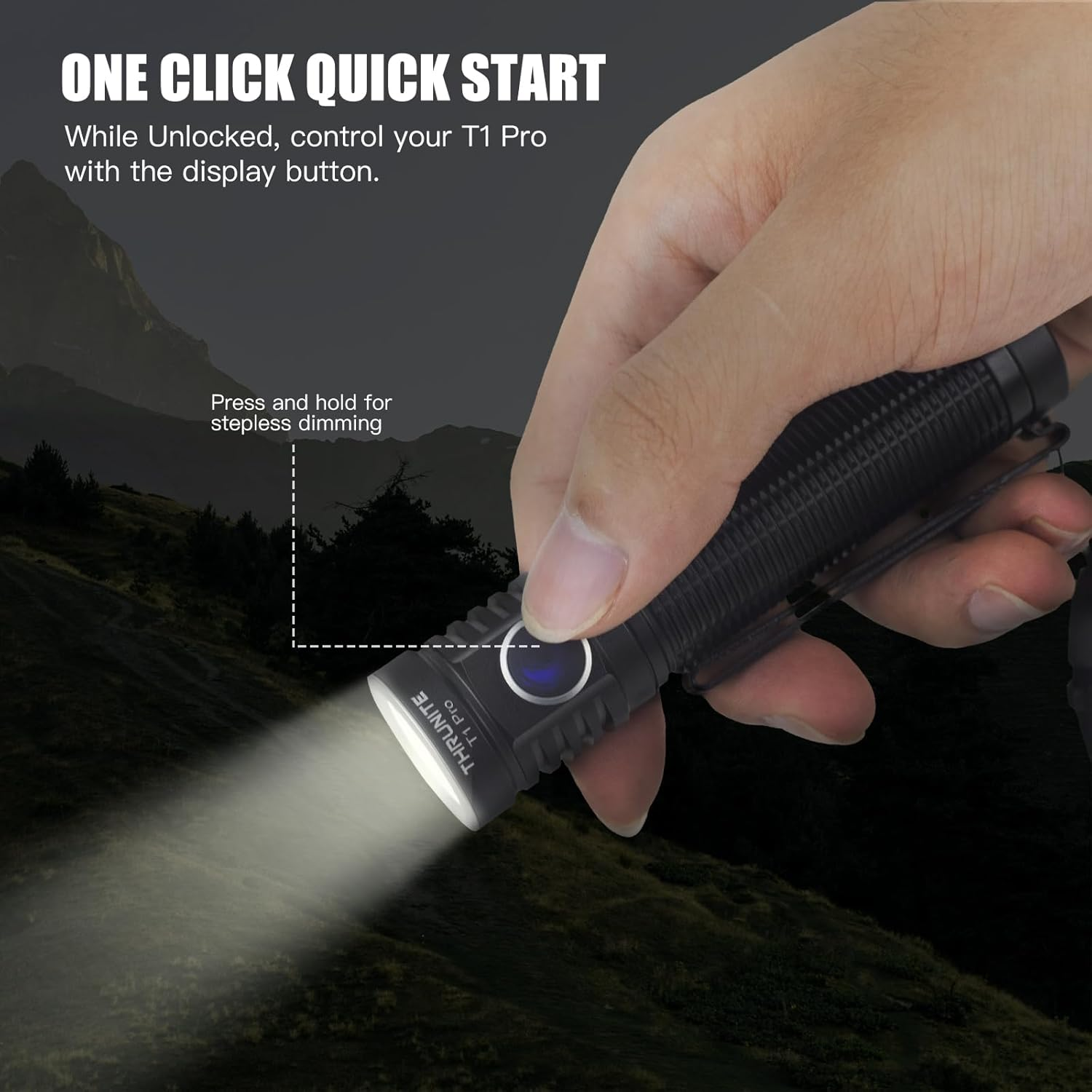 Thrunite T1 Pro Rechargeable Flashlight - Aluminum & EDC Torch - 1920 Lumens & 196 Meters Throw - Super Bright & 61 Days Working - Pocket Light for Emergency, Camping & Outdoor Adventures - Cool White