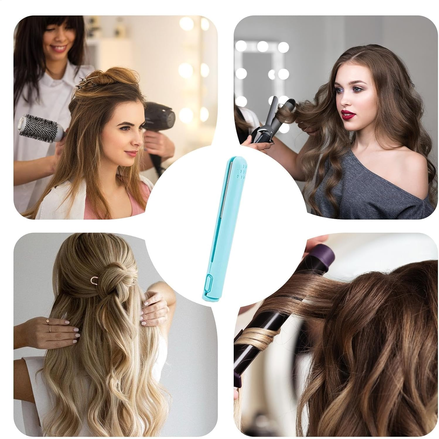 Travel Curling Iron Straightener | Small Hair Straightener Curling Wand,Hair Straightening Irons, Curling Flat Iron Hair Curling Tools, Hair Waver for Home Travel image number 3