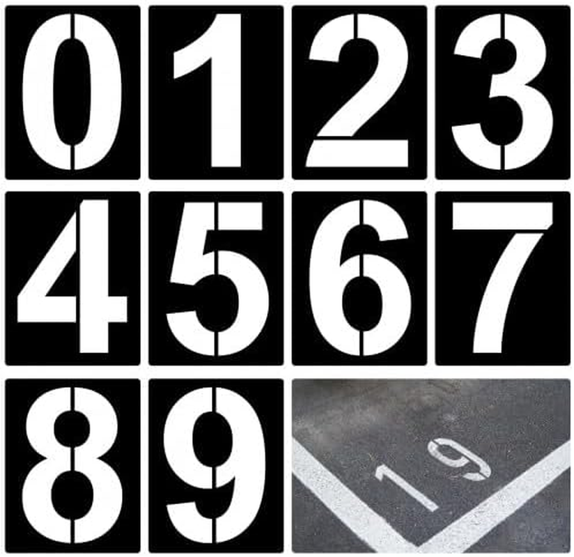 8 Inch 0 to 9 Large Number Stencils Set, 10 Pieces Reusable Plastic Curb Address Number Stencils Road Sign Digital Templates for Painting DIY Mailbox Parking Lot Door image number 3