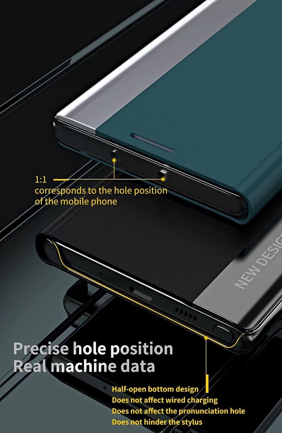 COQUE Case for Samsung Galaxy S24 Ultra Case, Magnetic Leather Case for Smartphones on the Right Side, Shockproof TPU Mobile Phone Case for Samsung Galaxy S24, Ultra Green image number 6