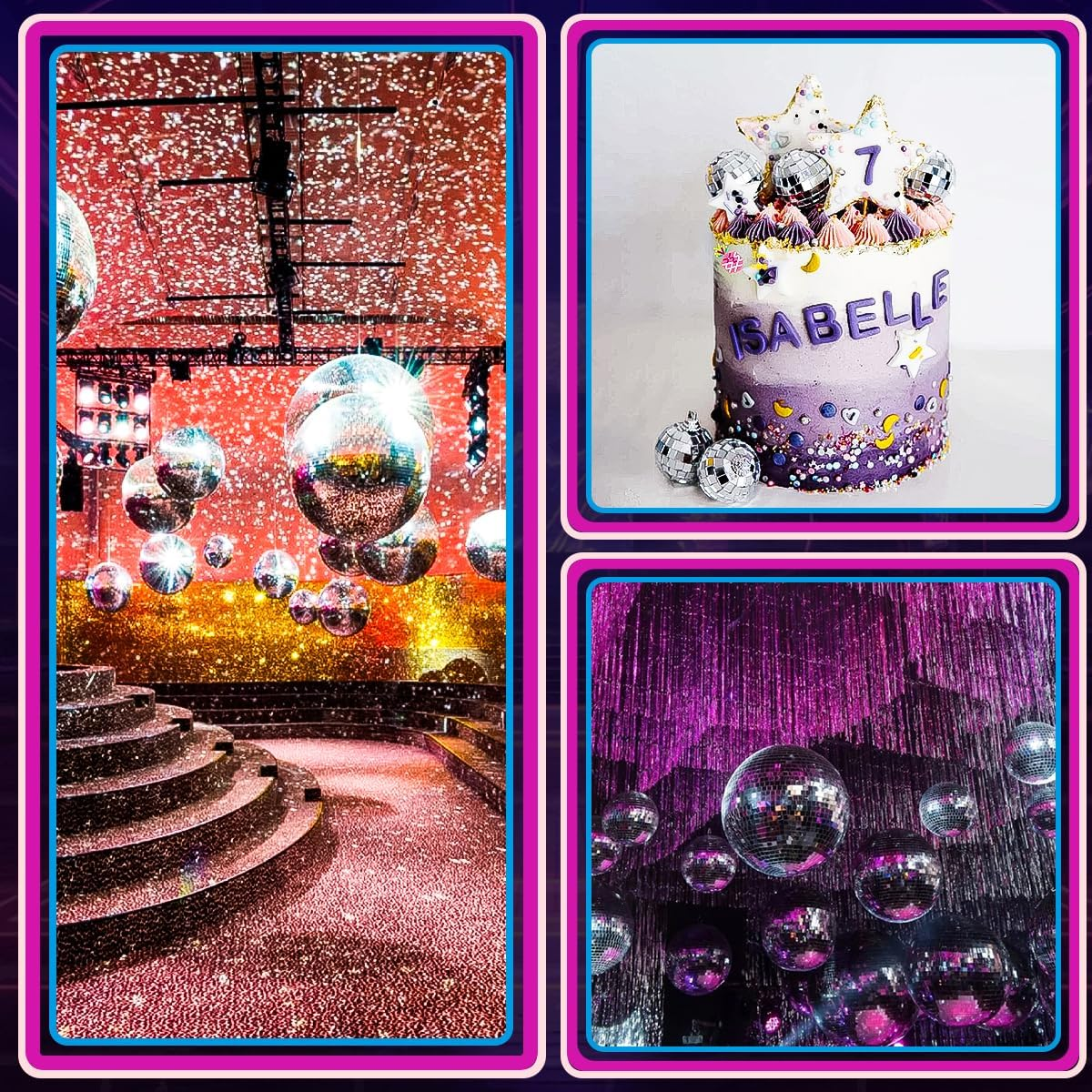 17 Pcs Mirror Disco Ball Ornament Reflective Hanging Disco Ball Decor Red Disco Ball Decorations for Christmas Tree Home Party Wedding Table Centerpiece - Gold image number 7