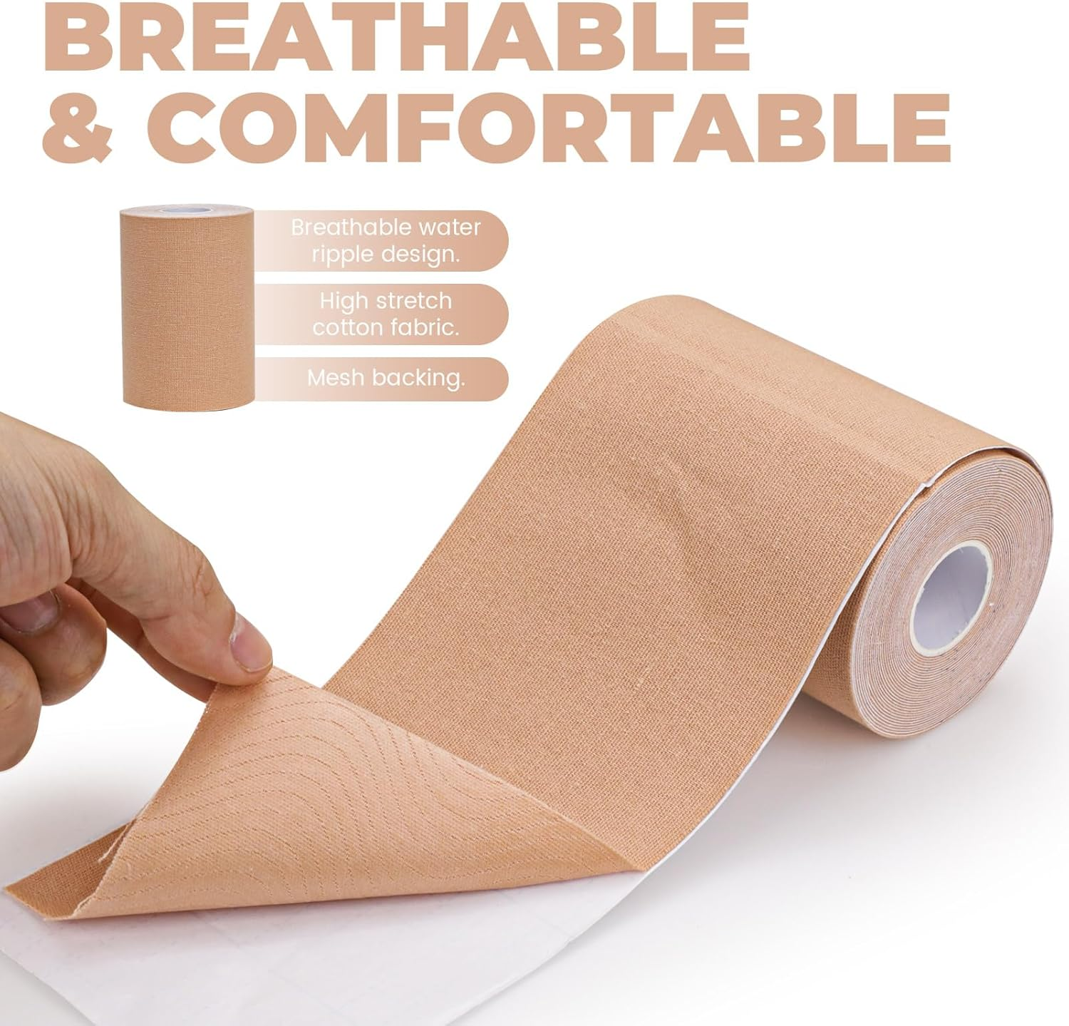 Sekonow Tattoo Cover up Tape, 3.9In X 16.4Ft, Breathable Tattoo Cover up Patch, Ultra Thin Elastic Cuttable Sticker, Ideal for Covering Big Tattoos Scar, Beige