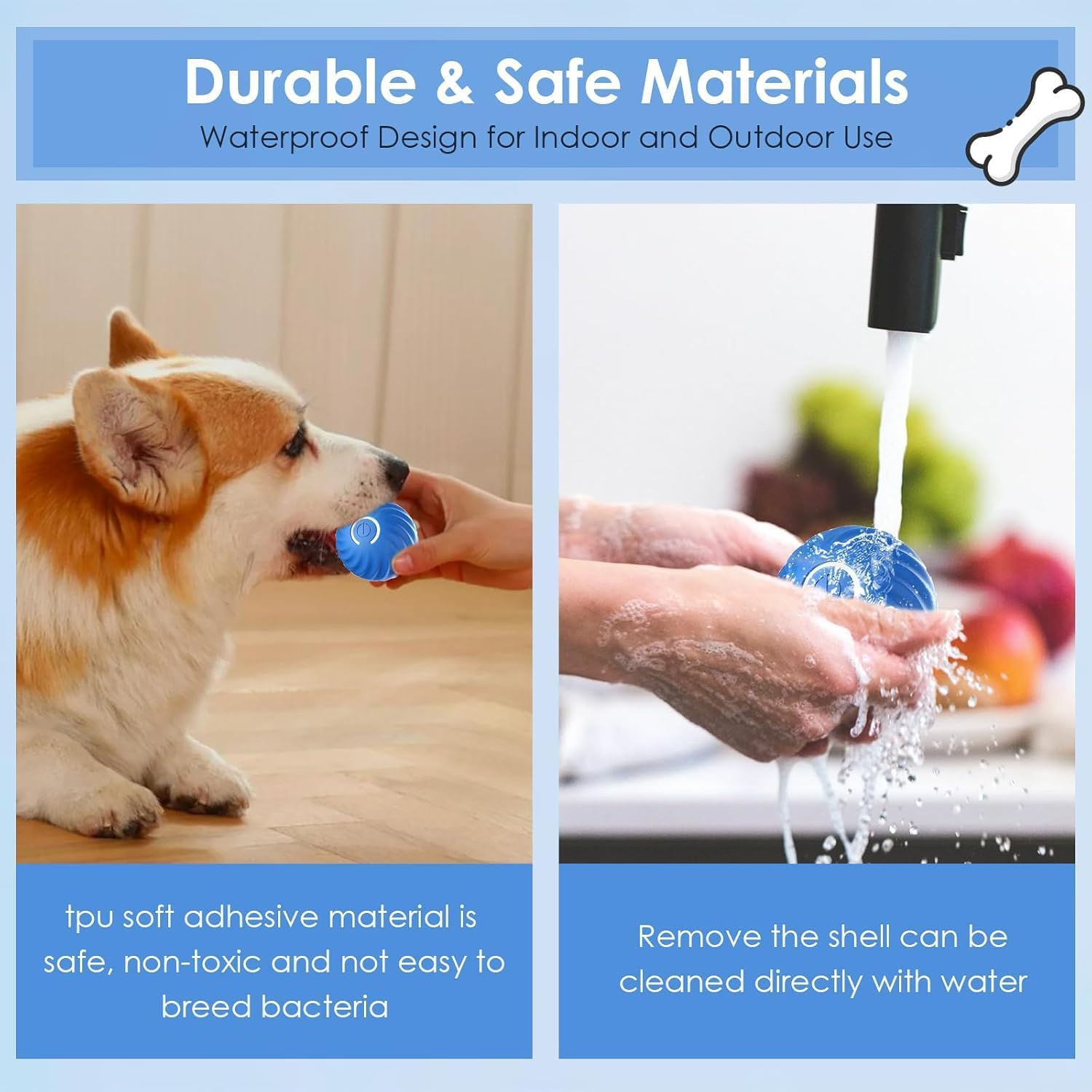 Interactive Dog Ball Toys, Active Rolling Ball for Indoor Dogs Cats with Motion Activated USB Rechargeable, Moving Bouncing Ball Pet Puzzle Toy (Blue) - Orange A image number 6