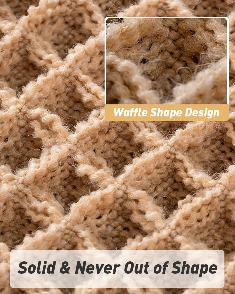 Upgraded Waffle Bath Mat 61X92 Super Absorbent Non Slip Comfortable Carpet for Tub, Shower Room, Machine Wash Dry with Tassels, Rubber Backed Bathroom Mats, Ultra Soft Brown image number 6